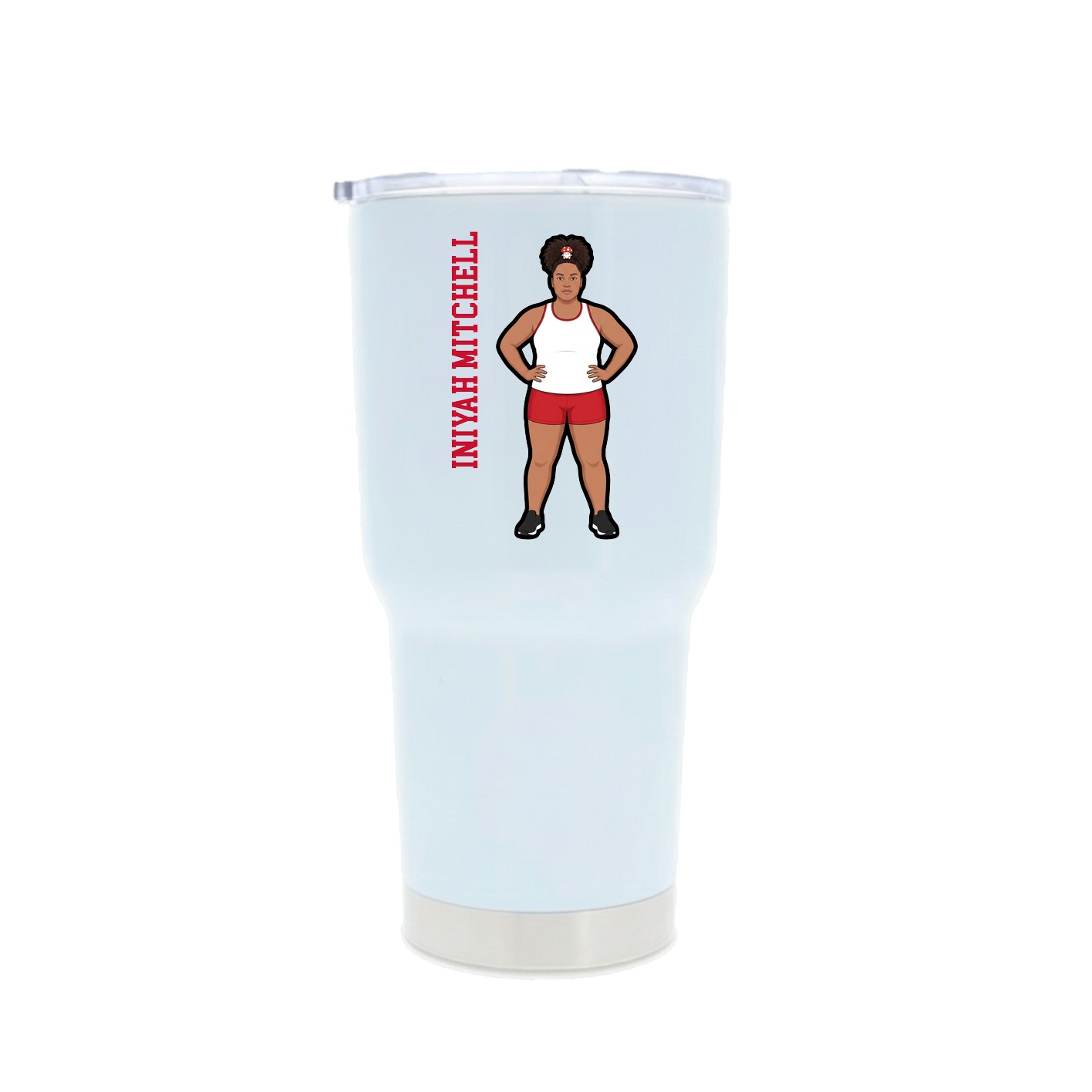 30oz Stainless Steel Tumbler — Name Vertical in White