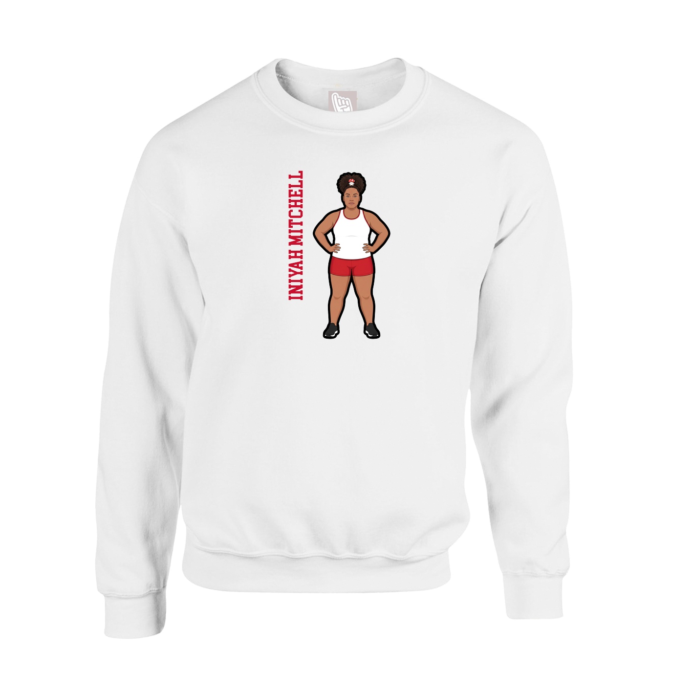 Fleece Crew — Name Vertical in White
