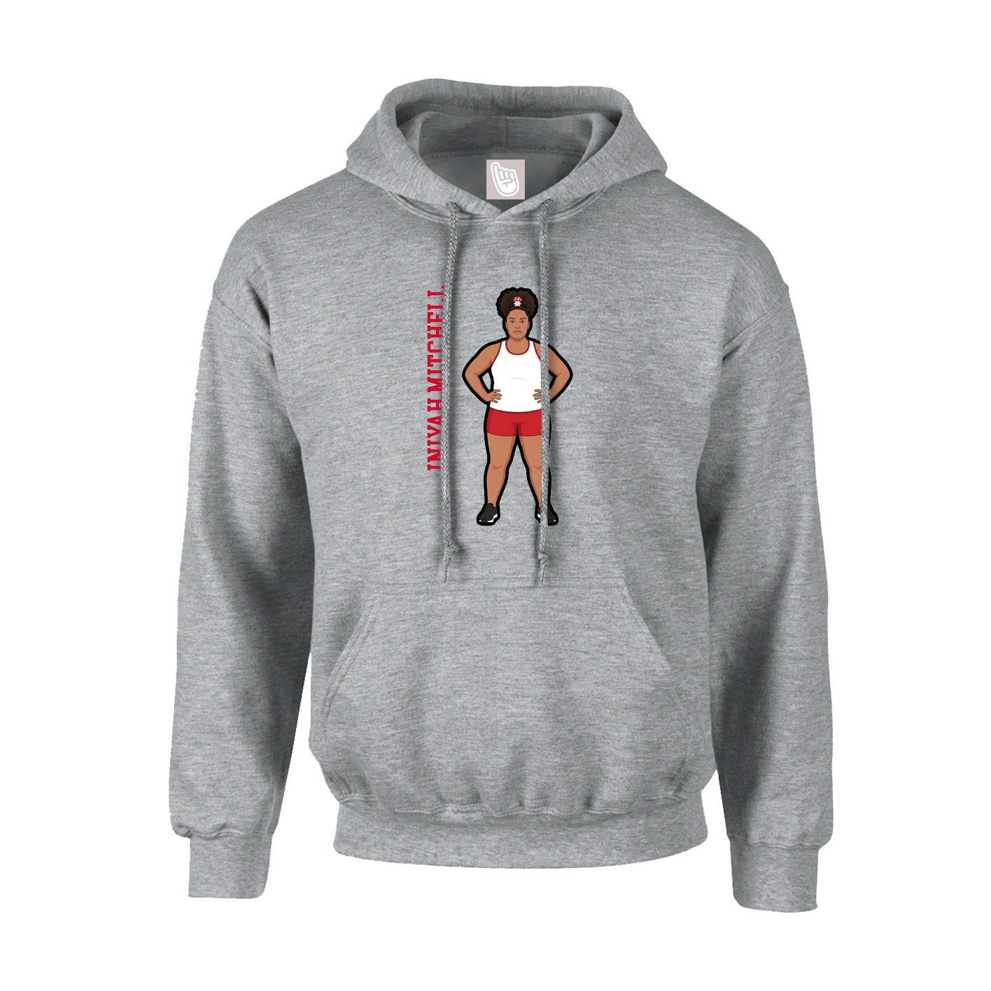 Youth Hoodie — Name Vertical in Grey