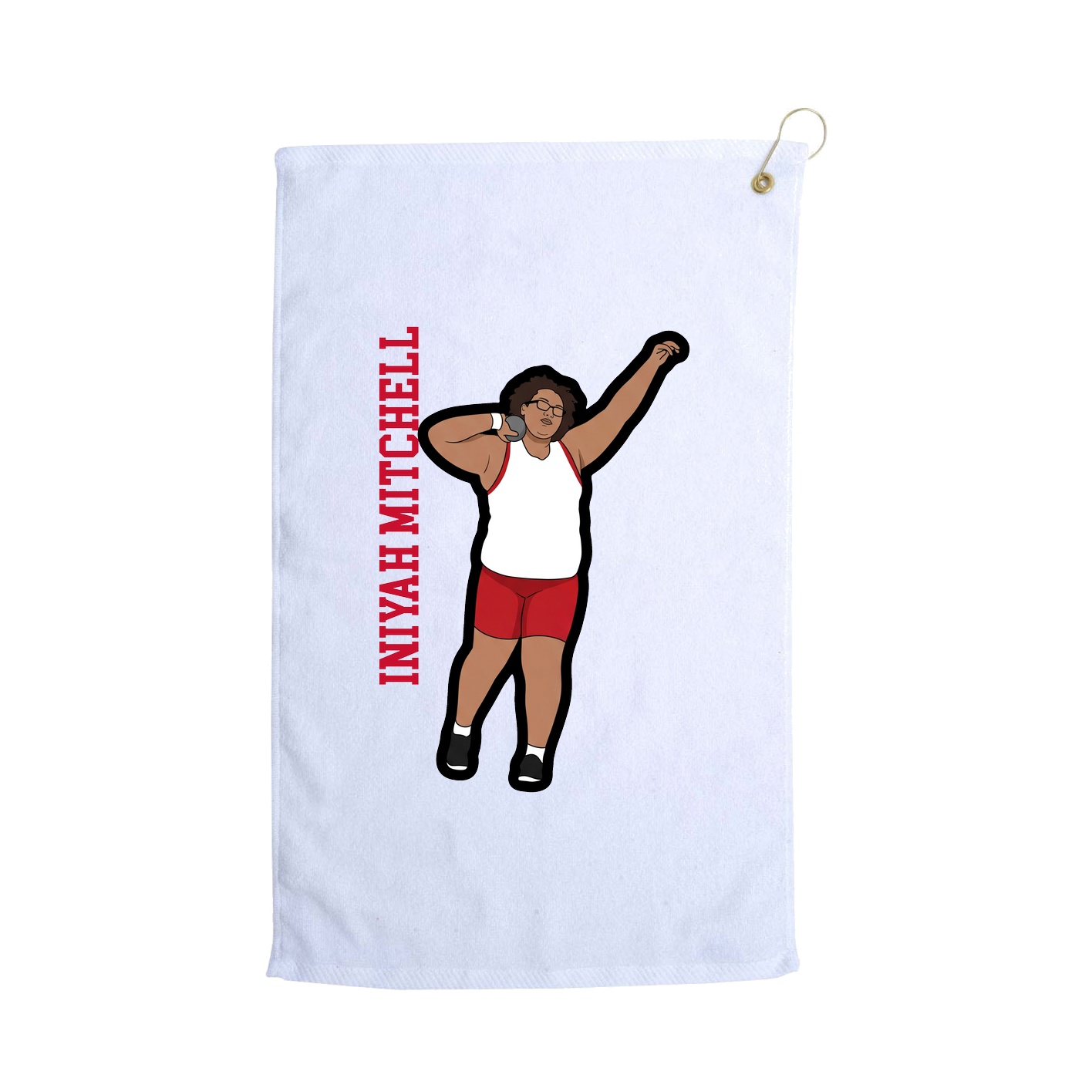 Golf Towel — Name Vertical in White