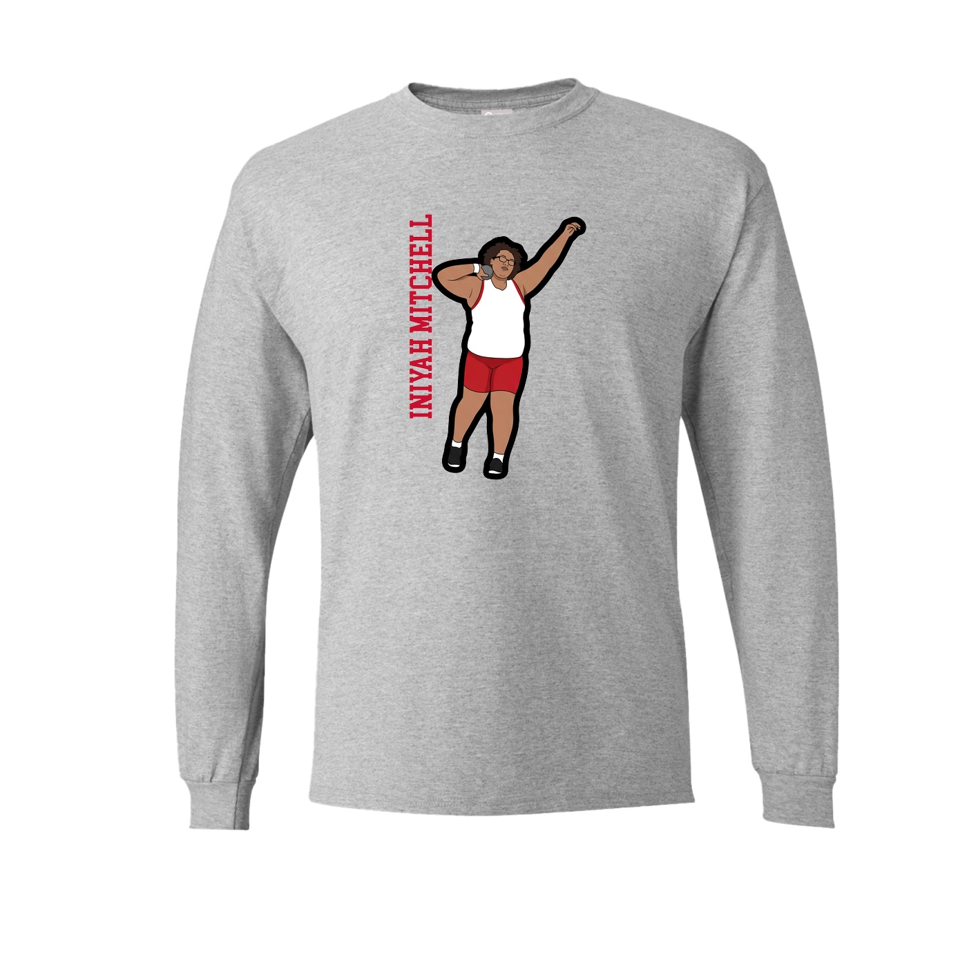 Long Sleeve Tee — Name Vertical in Grey