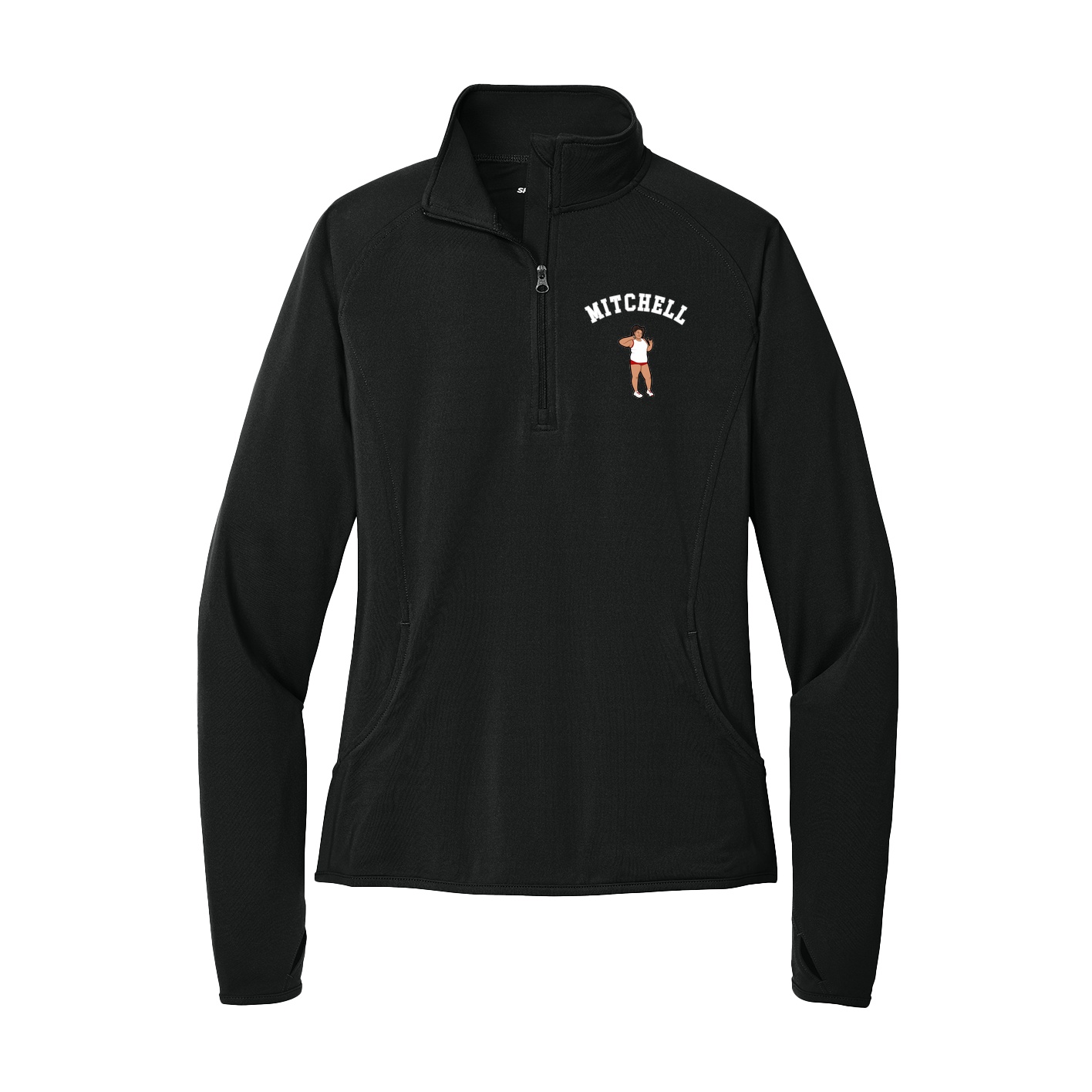 Women's Q-Zip Pullover — Shirsey Arch in Black