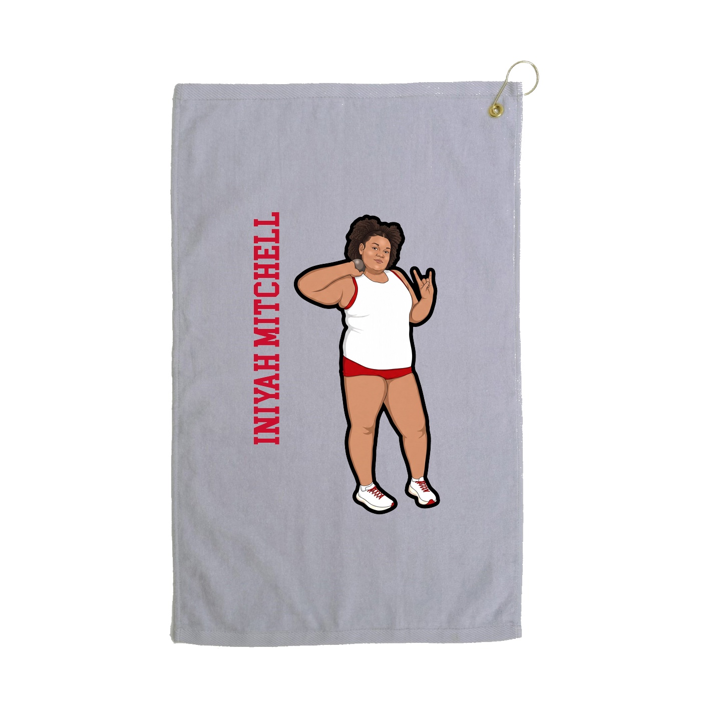Golf Towel — Name Vertical in Grey