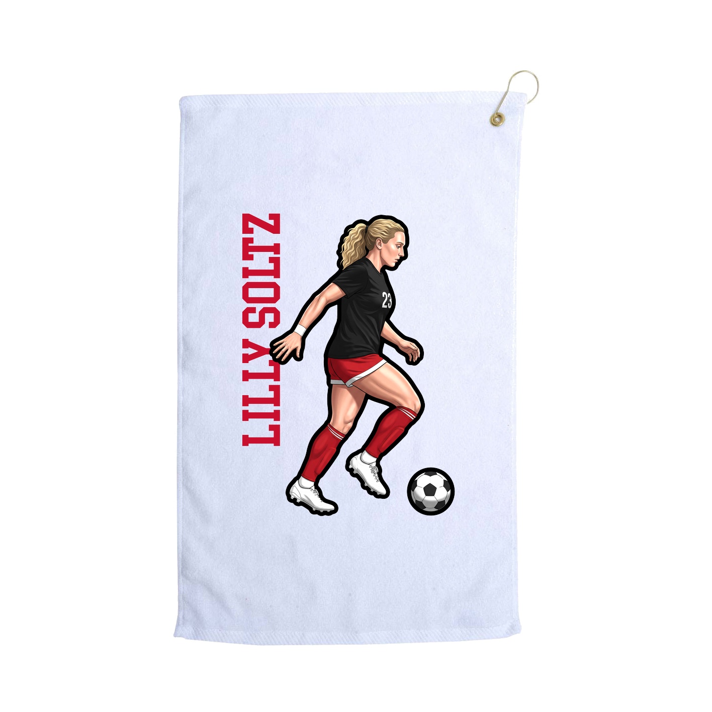 Golf Towel — Name Vertical in White