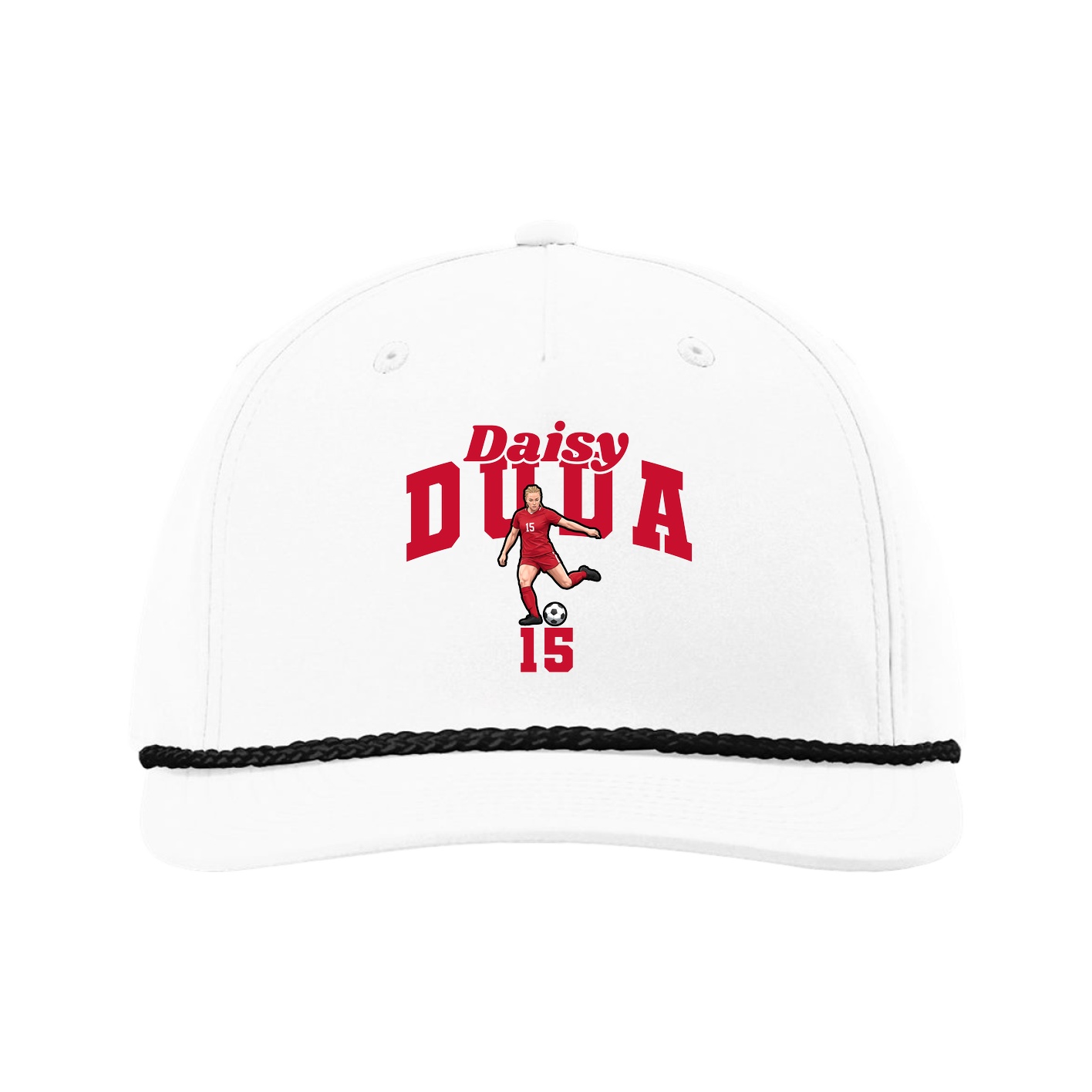 Five-Panel Classic Rope Cap — Signature Arch in White