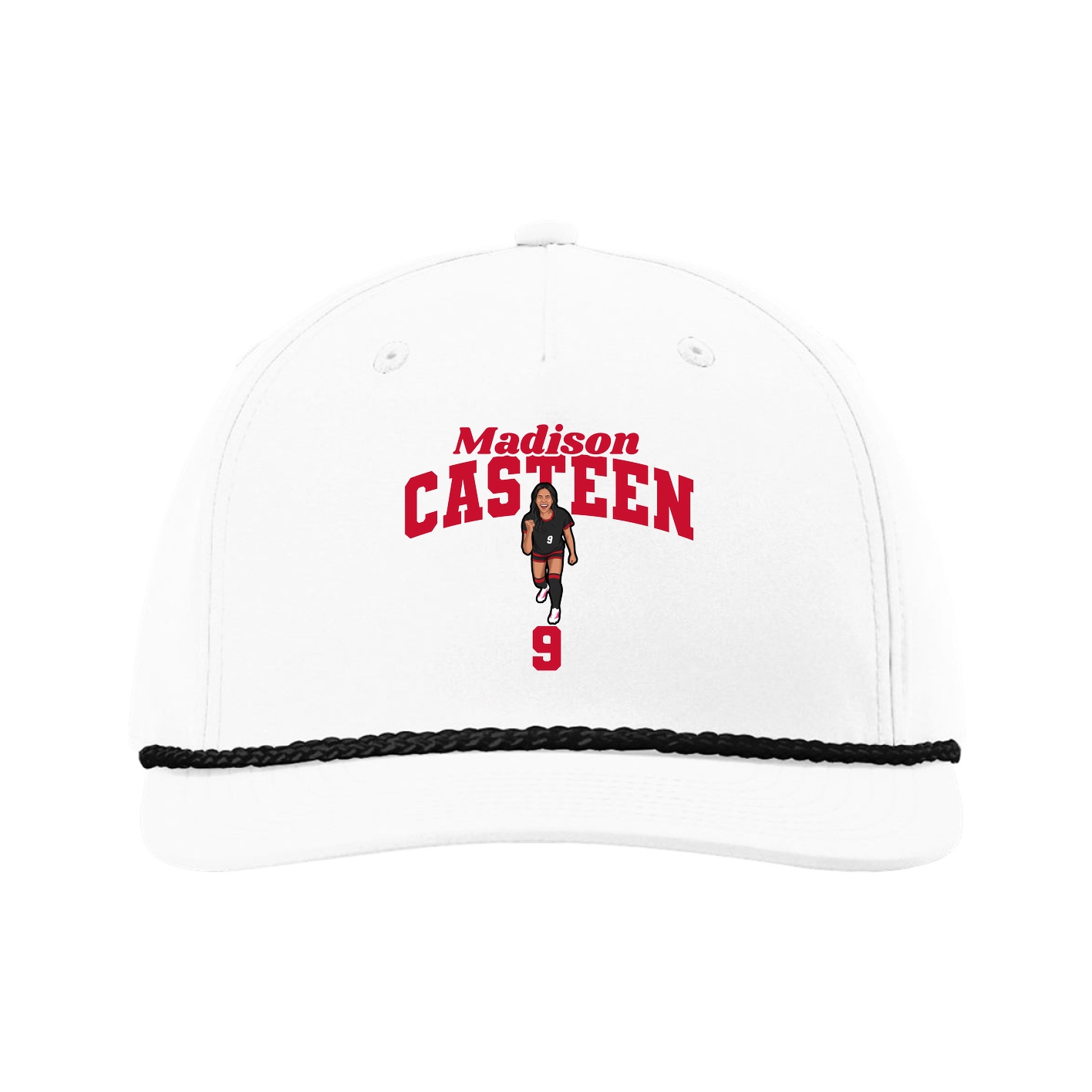 Five-Panel Classic Rope Cap — Signature Arch in White