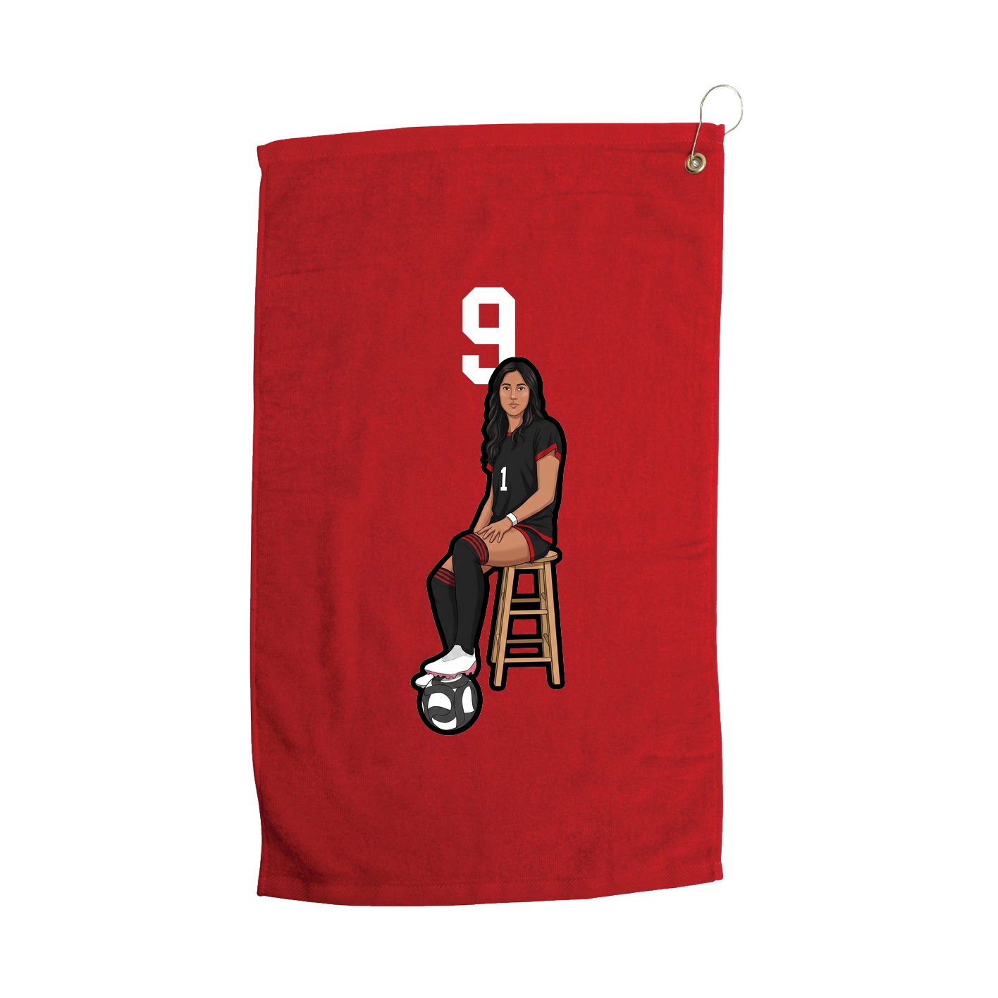 Golf Towel — Number Top in Red