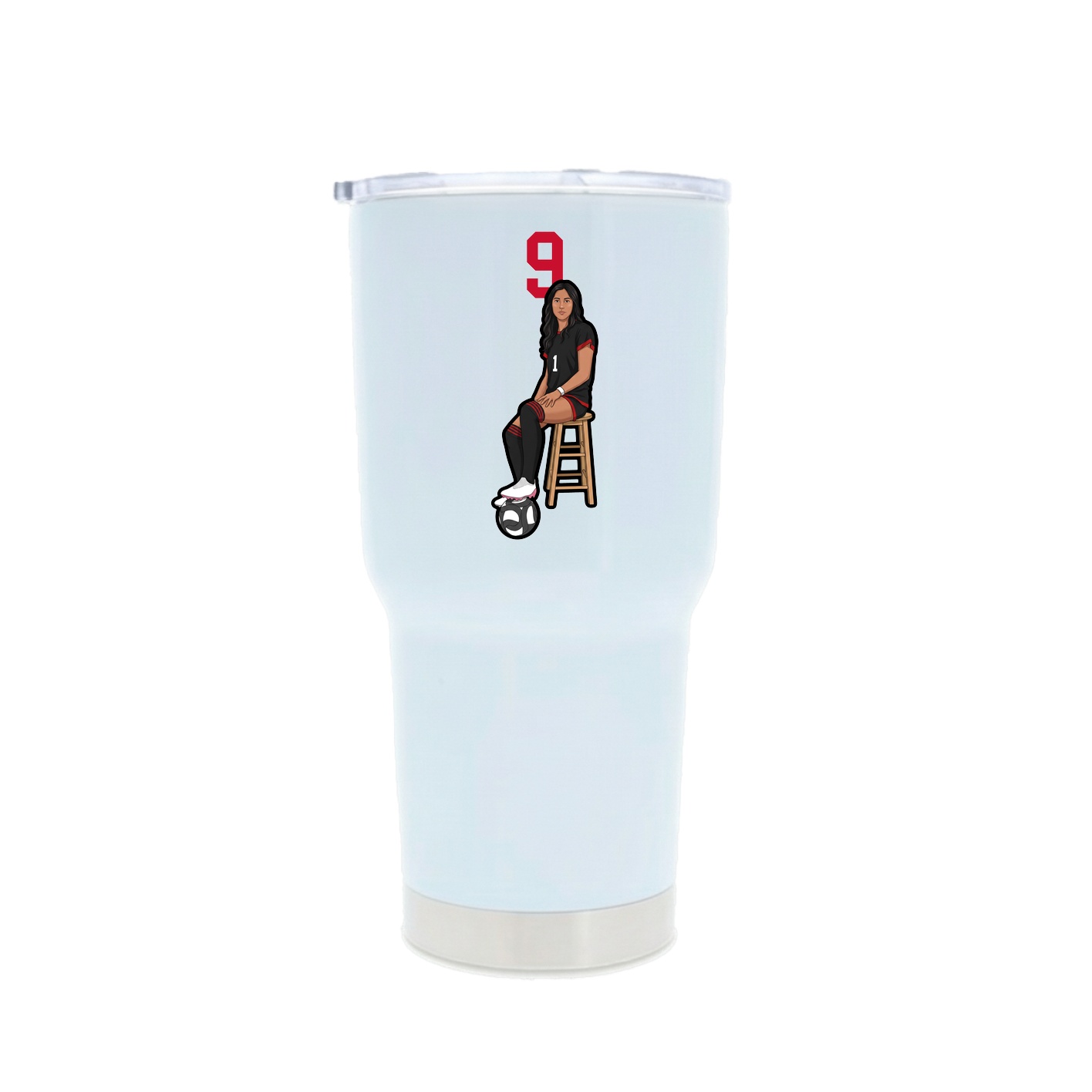 30oz Stainless Steel Tumbler — Number Top in White
