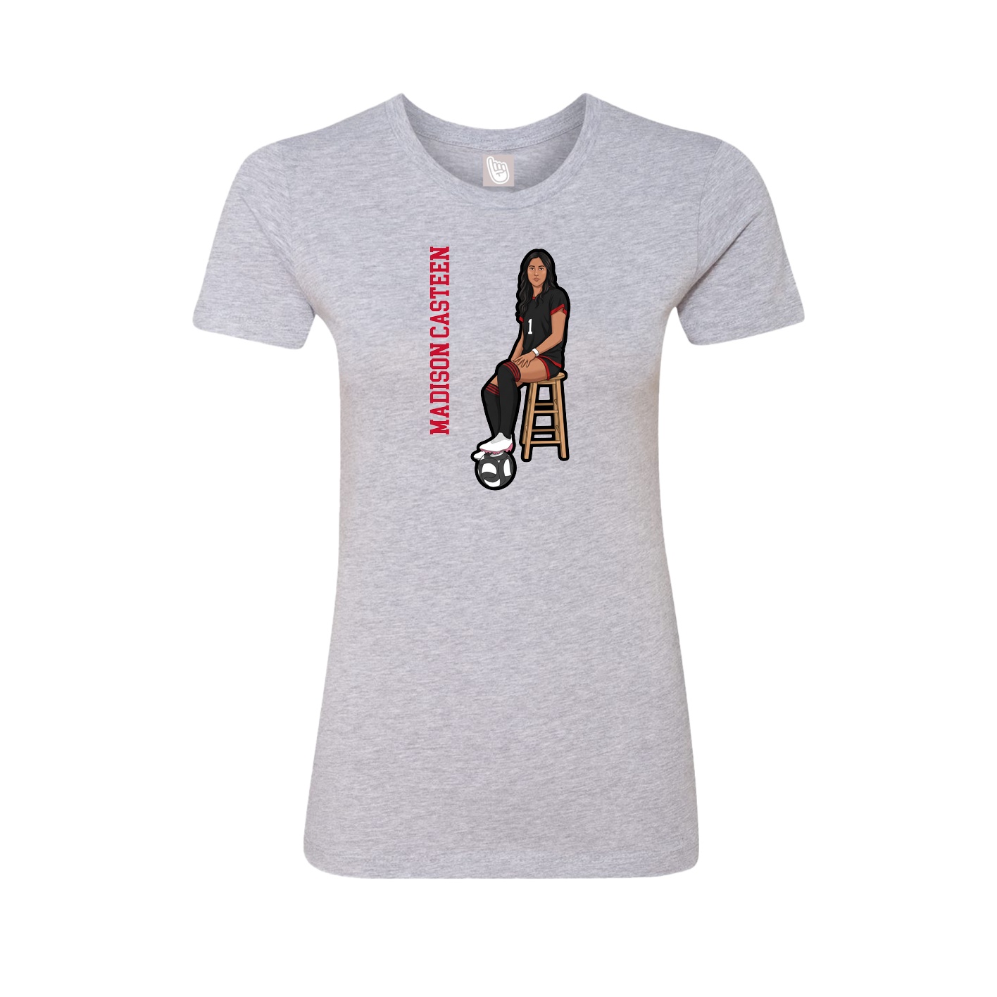Fitted Women's Tee — Name Vertical in Grey