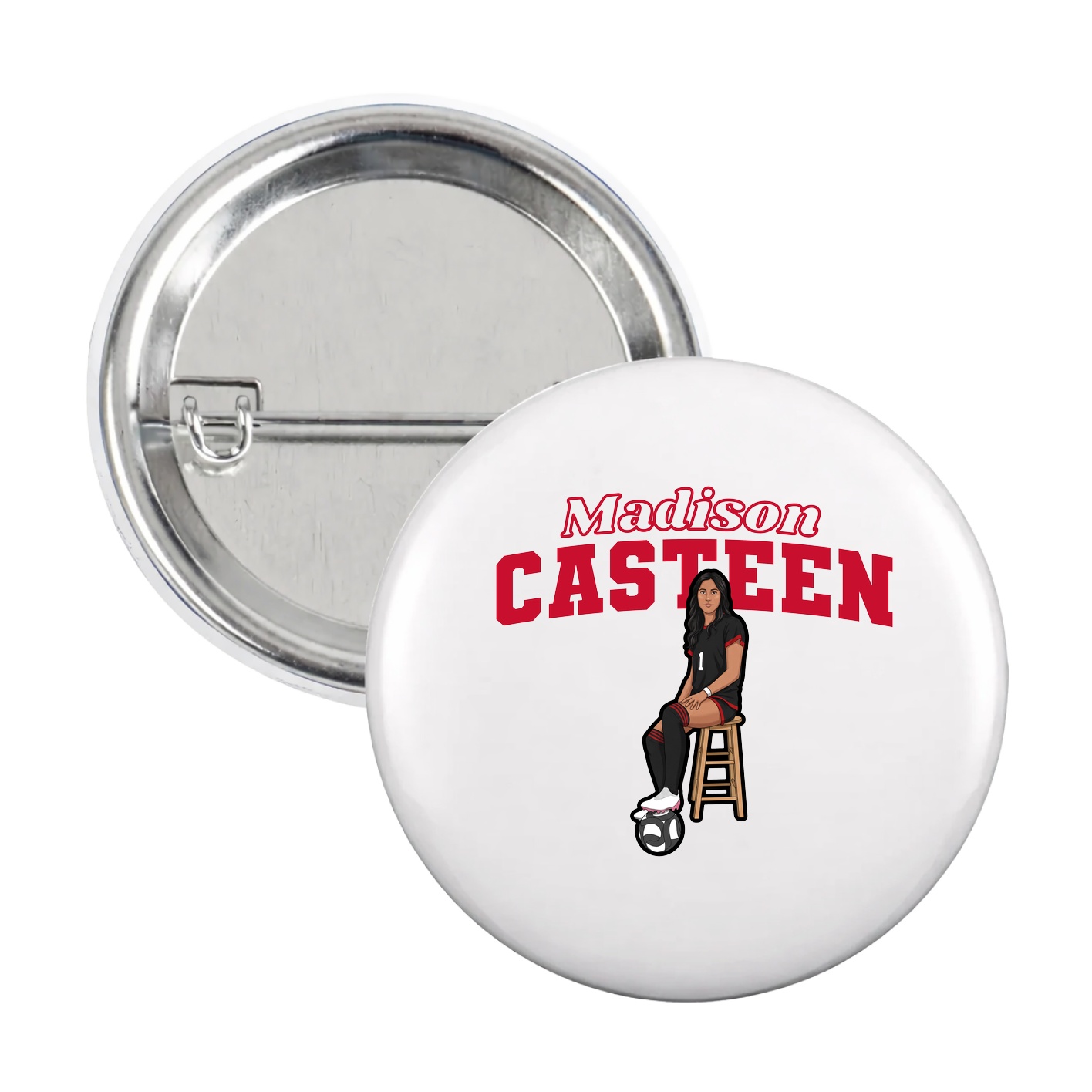 Game Day Button — Name Arch in White
