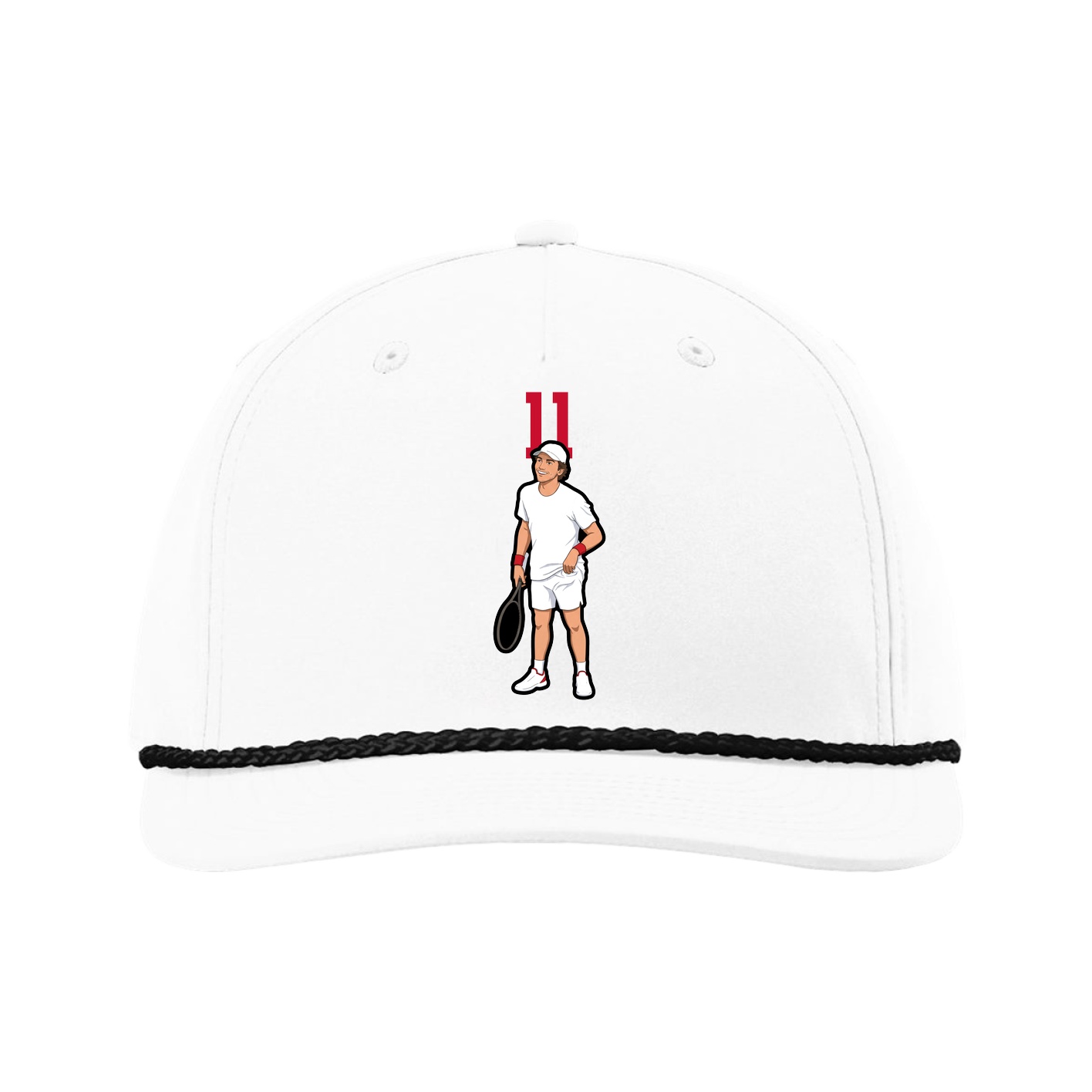 Five-Panel Classic Rope Cap — Number Top in White
