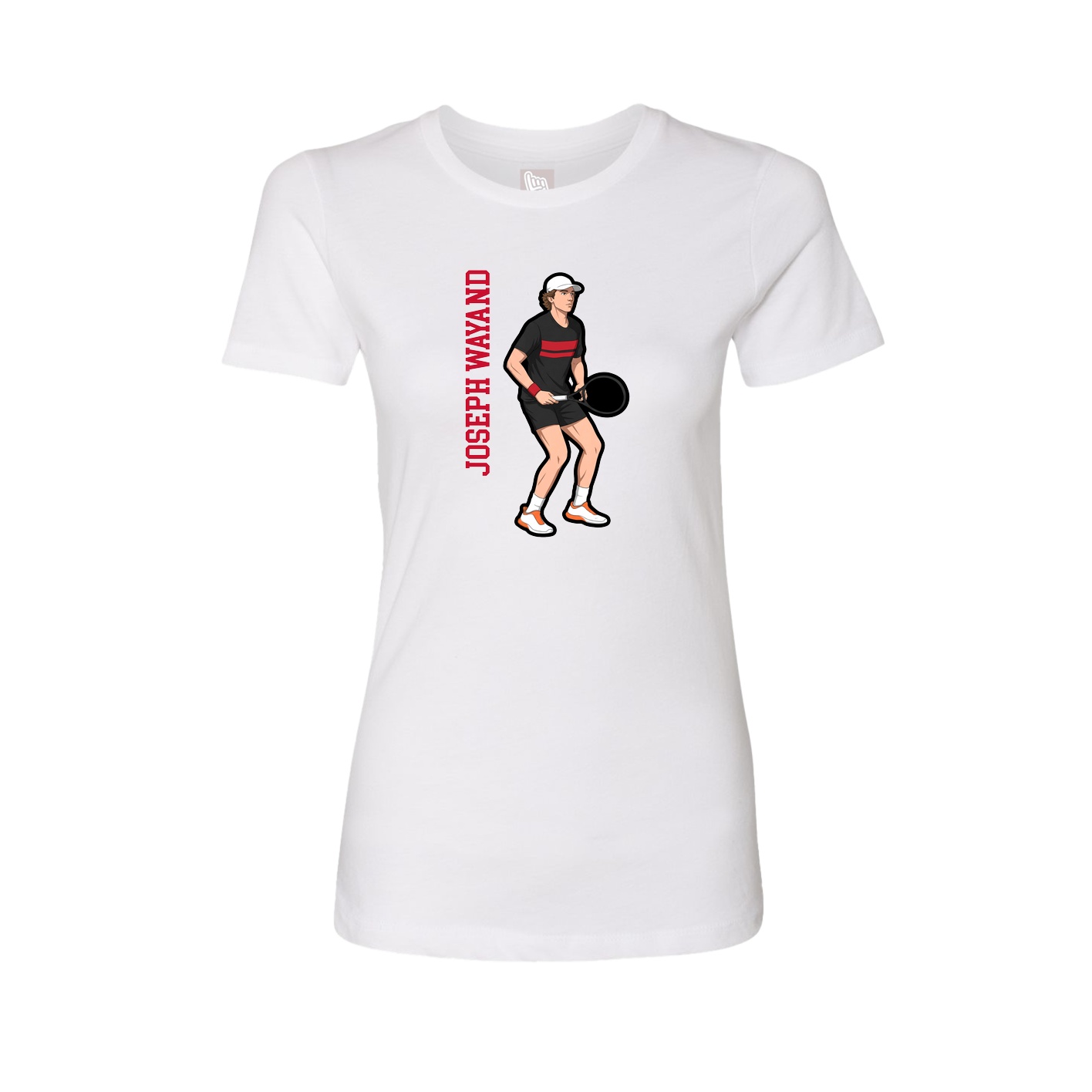 Fitted Women's Tee — Name Vertical in White