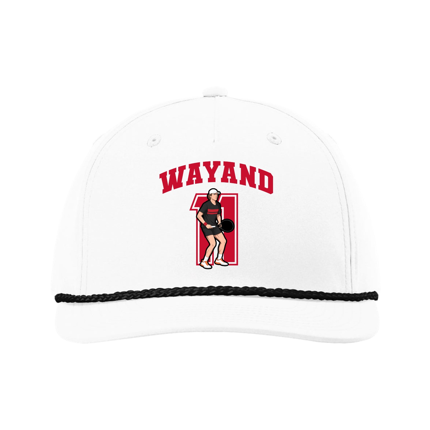 Five-Panel Classic Rope Cap — Number in White