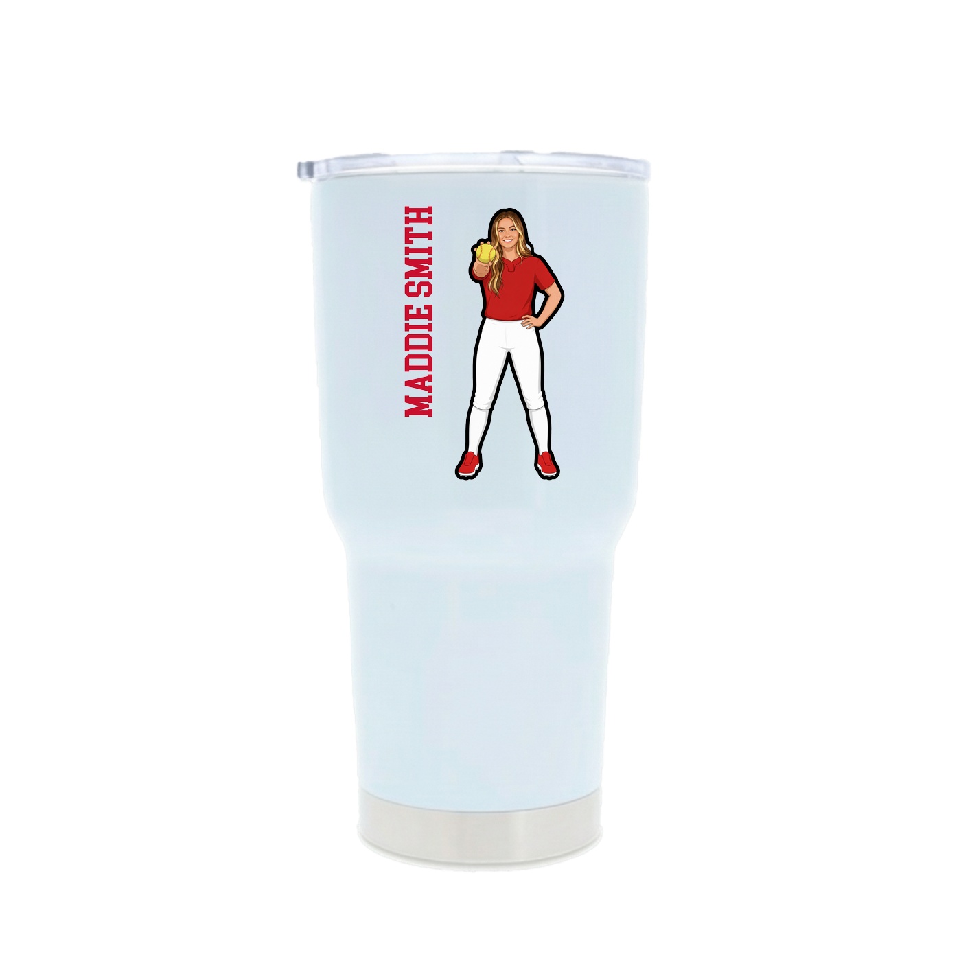 30oz Stainless Steel Tumbler — Name Vertical in White