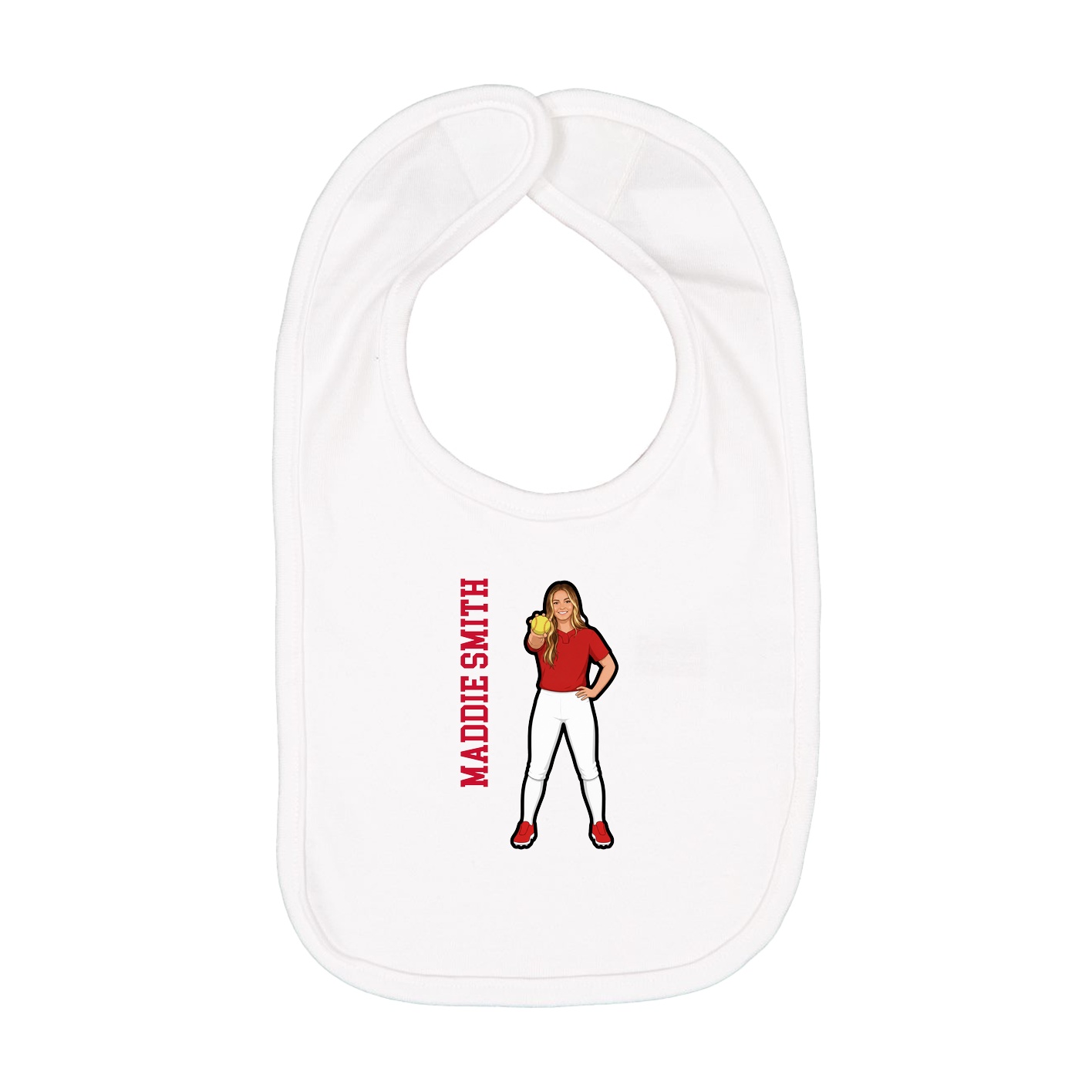 Infant Bib — Name Vertical in White