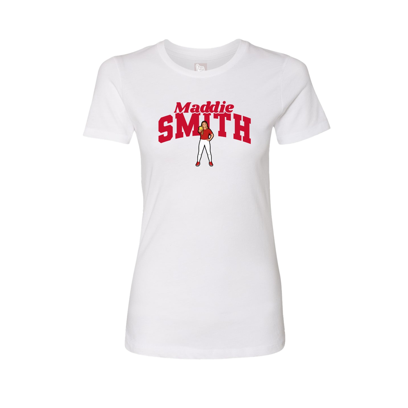 Fitted Women's Tee — Signature Arch in White