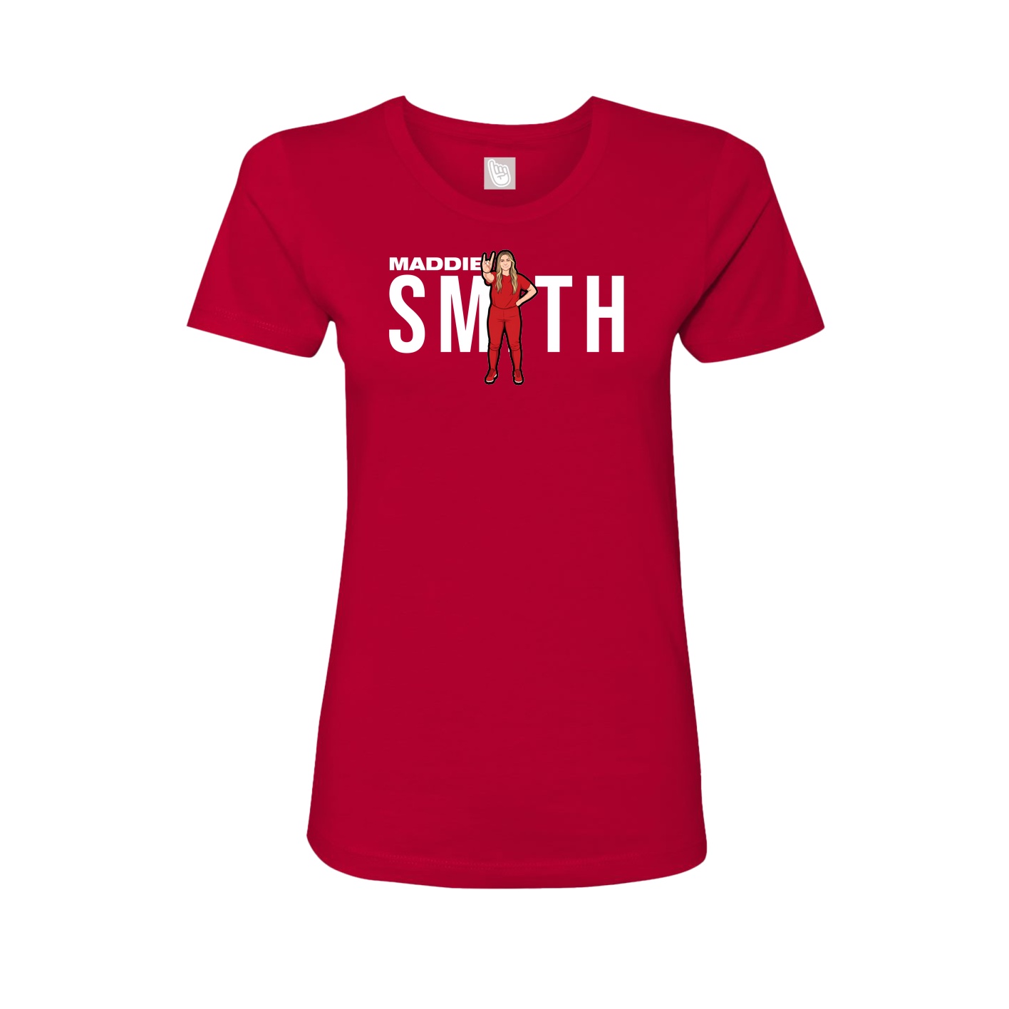Fitted Women's Tee — Player Name in Red
