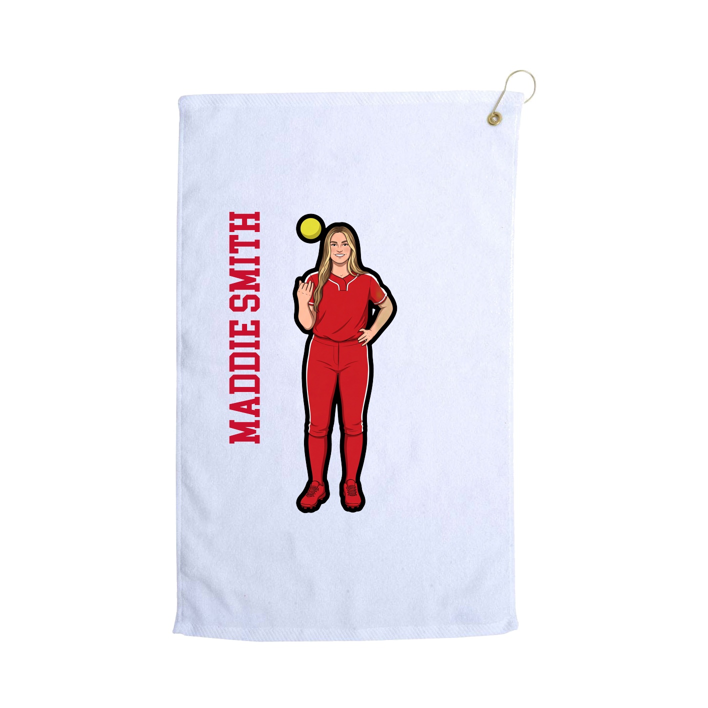Golf Towel — Name Vertical in White