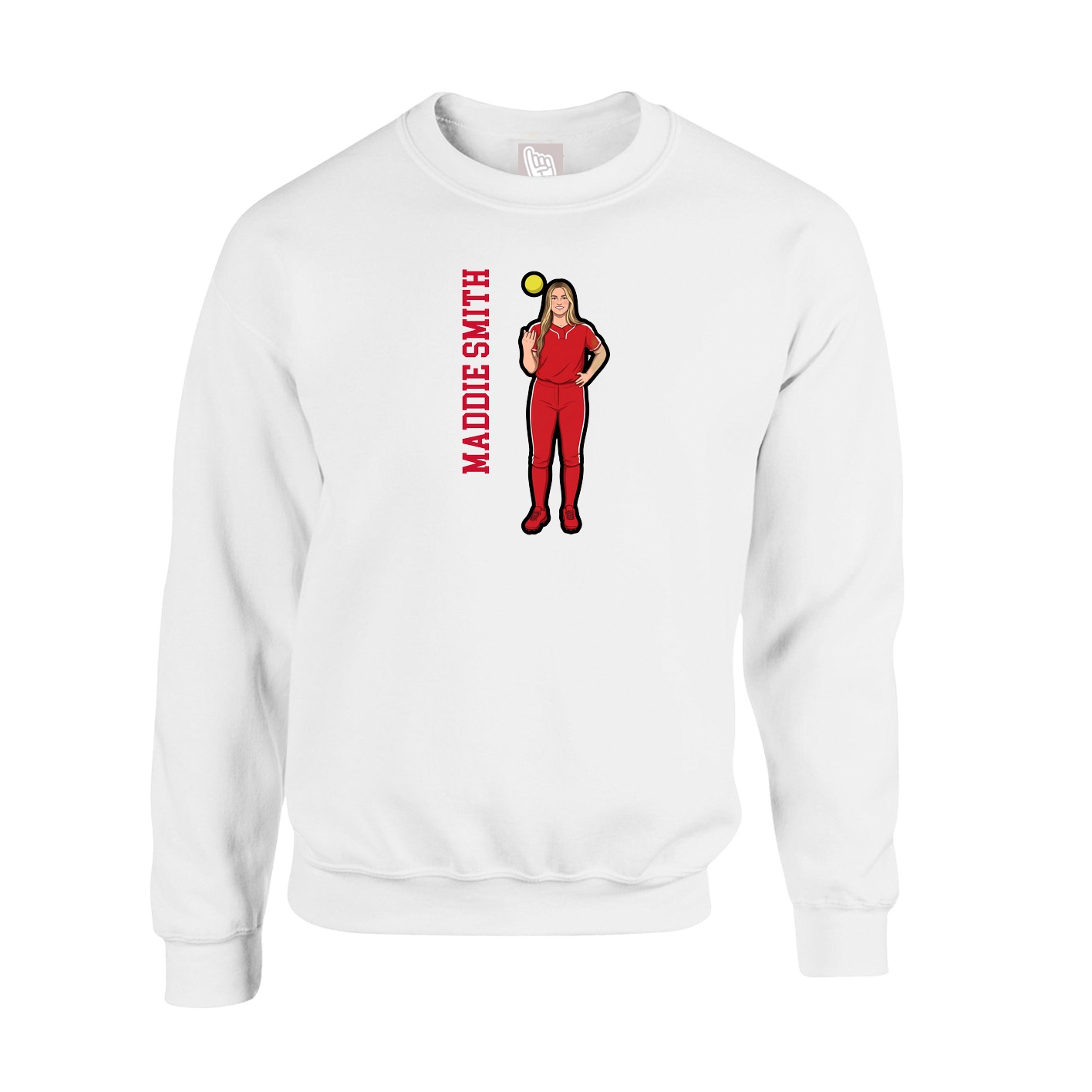 Fleece Crew — Name Vertical in White