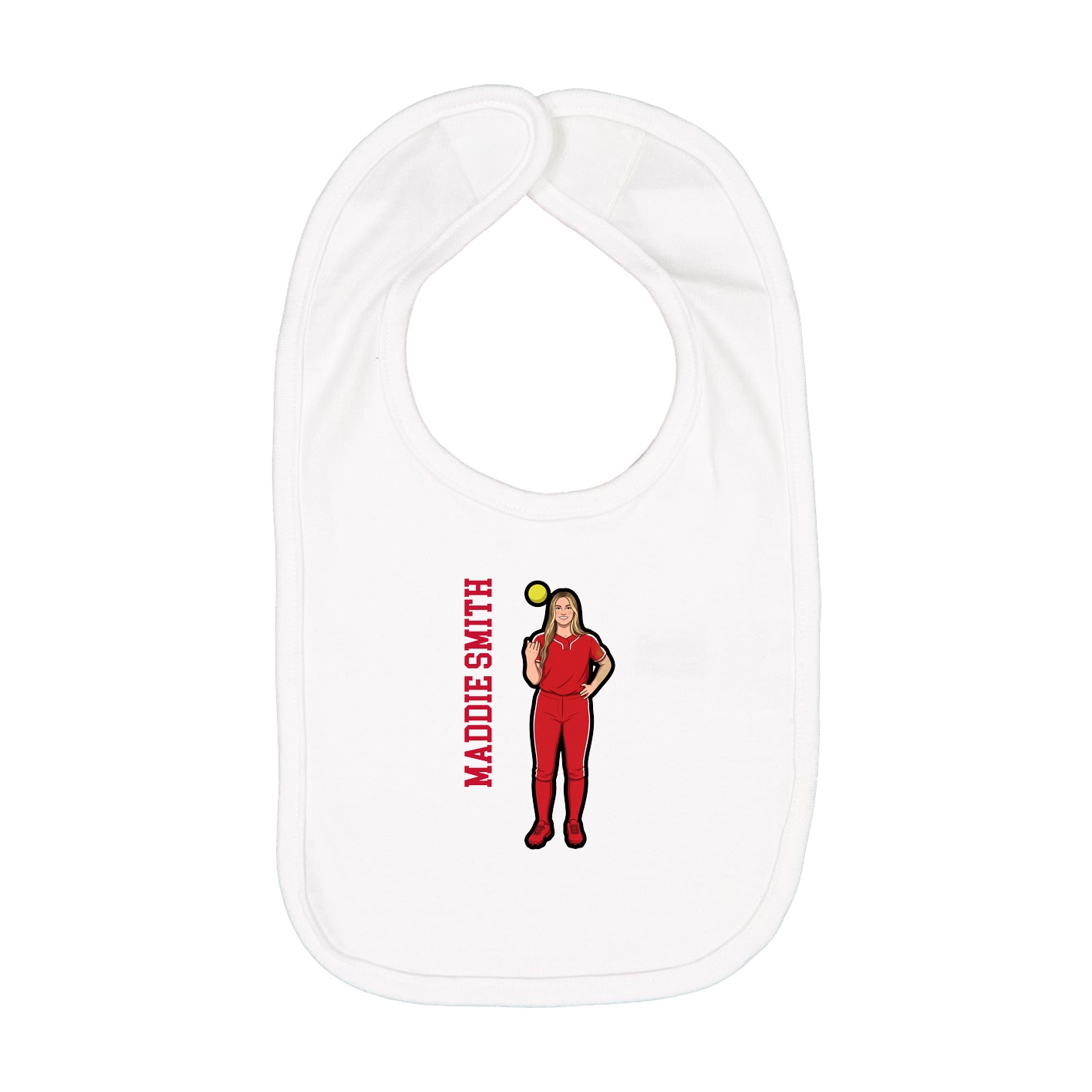 Infant Bib — Name Vertical in White