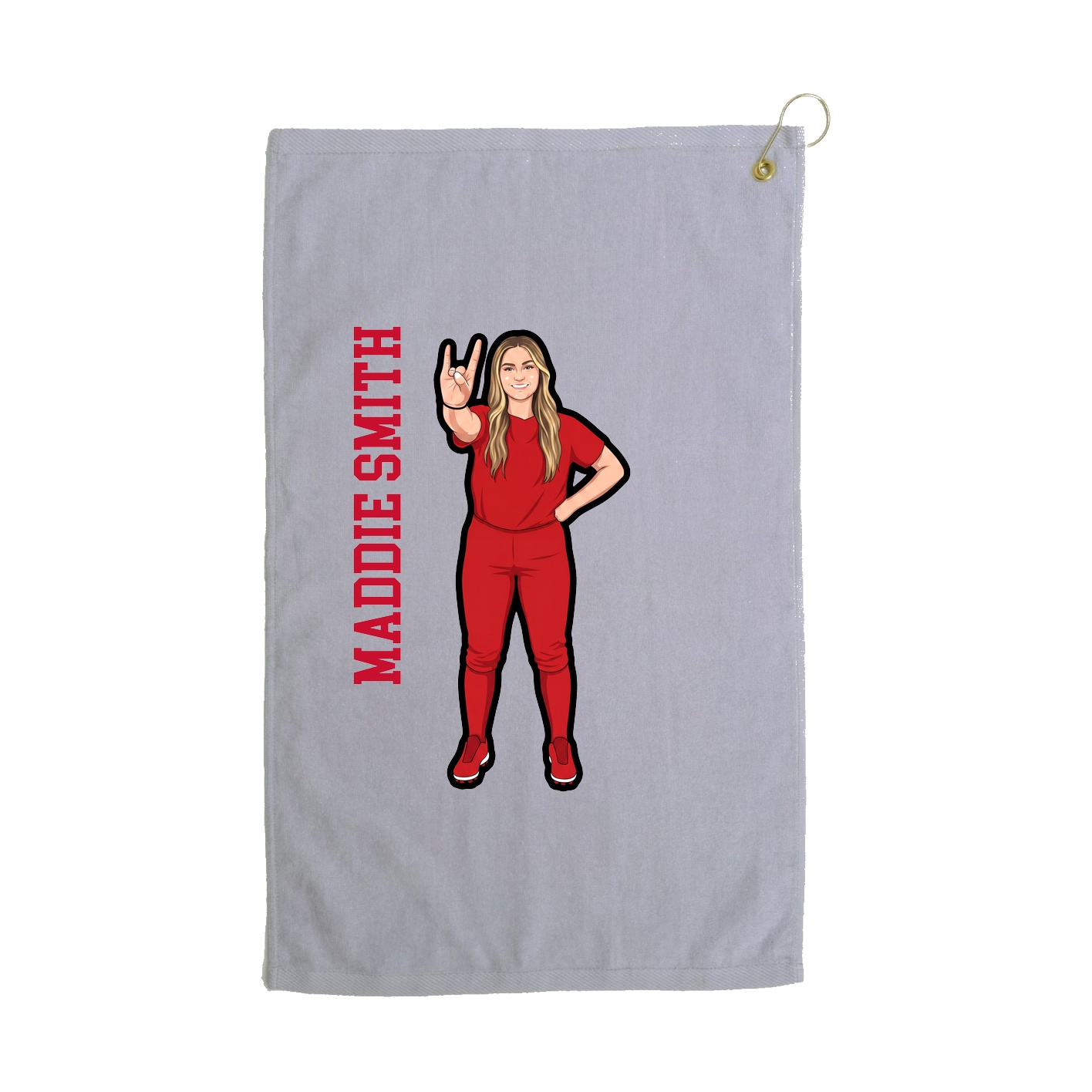 Golf Towel — Name Vertical in Grey