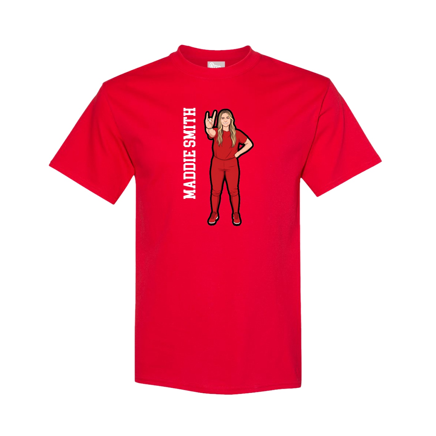 Tee — Name Vertical in Red