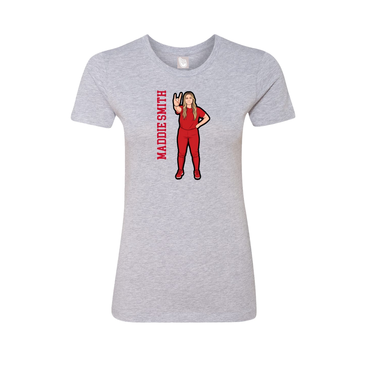 Fitted Women's Tee — Name Vertical in Grey