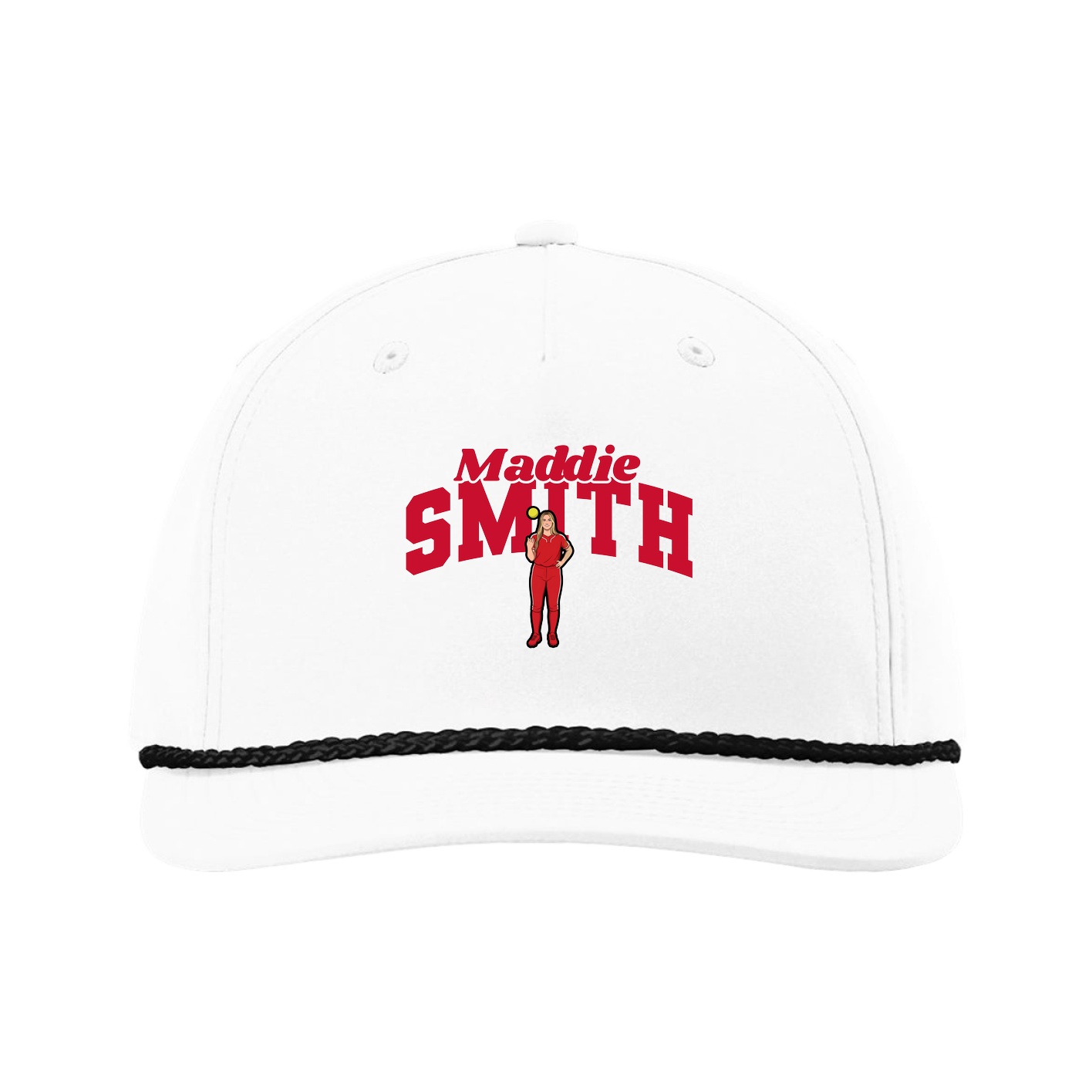 Five-Panel Classic Rope Cap — Signature Arch in White