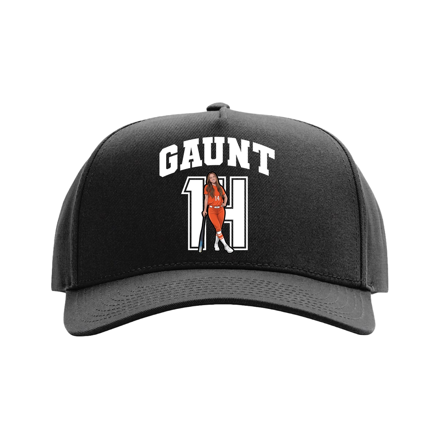 Full Fabric Five-Panel Champ Cap — Number in Black