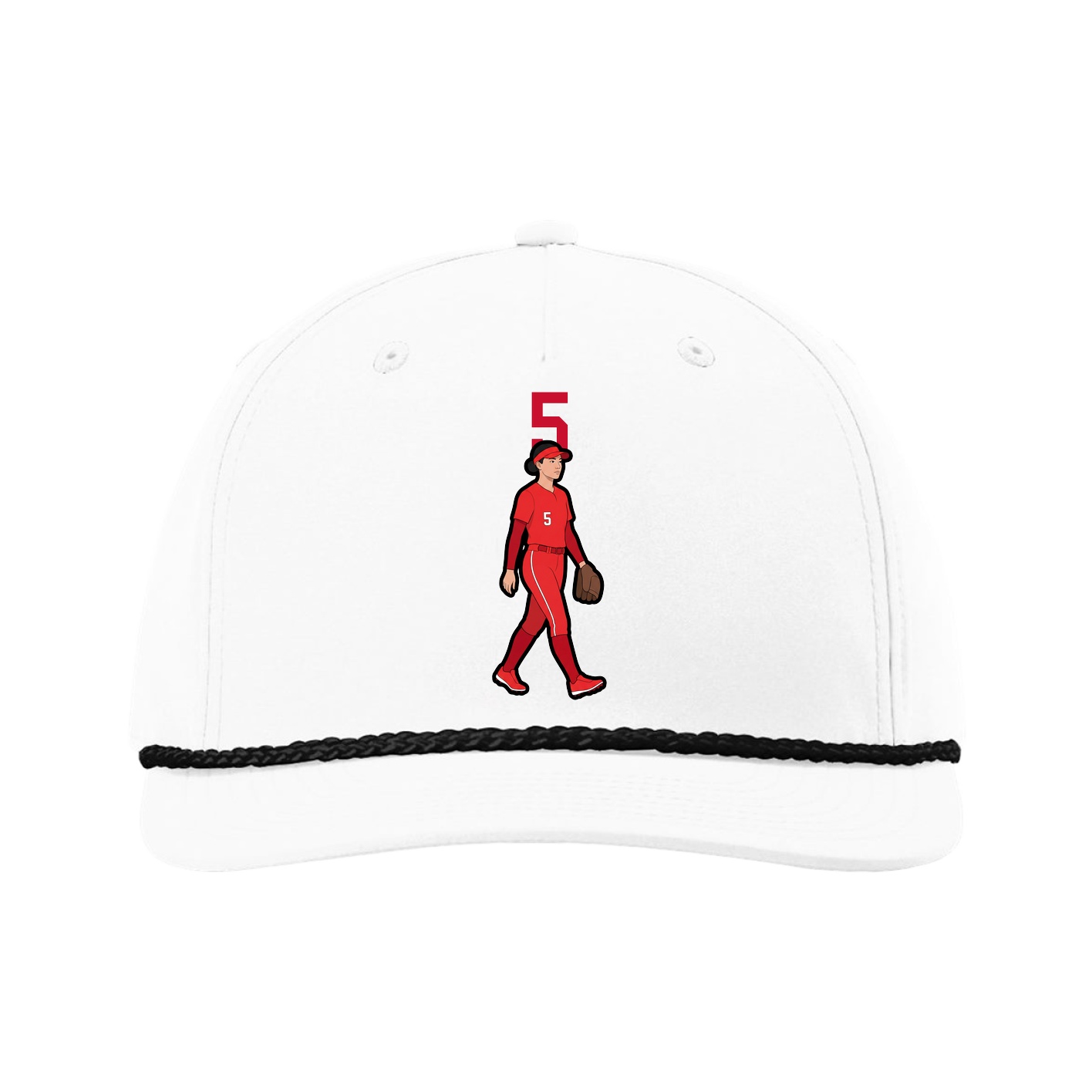 Five-Panel Classic Rope Cap — Number Top in White