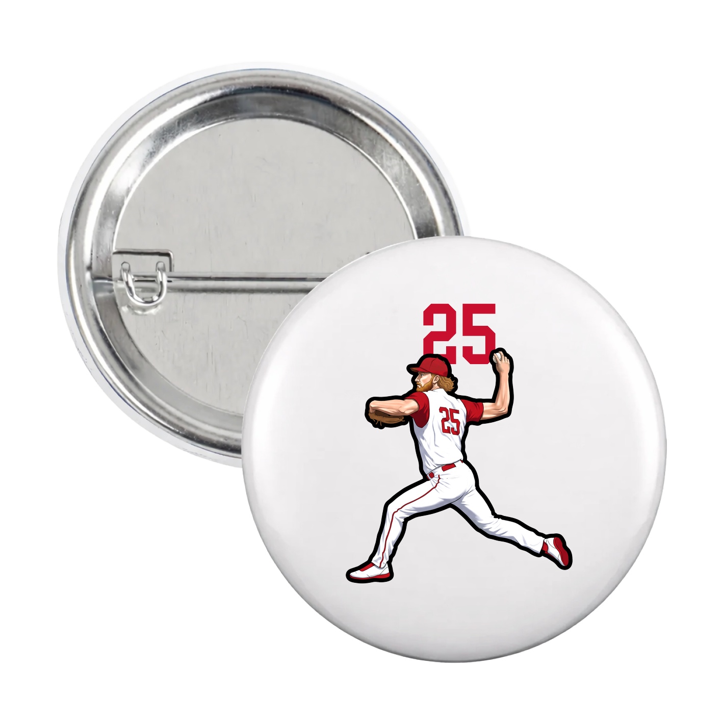 Game Day Button — Number Top in White