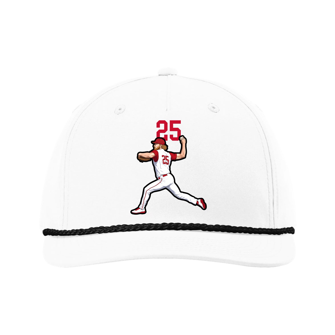 Five-Panel Classic Rope Cap — Number Top in White