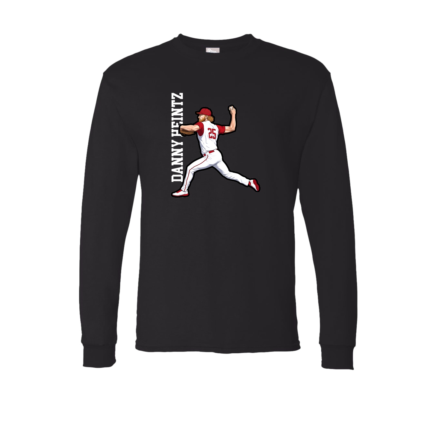 Long Sleeve Tee — Name Vertical in Black
