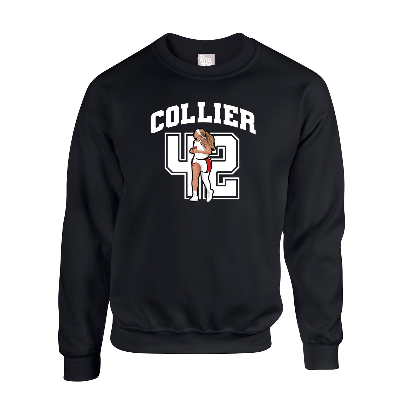 Fleece Crew — Number in Black
