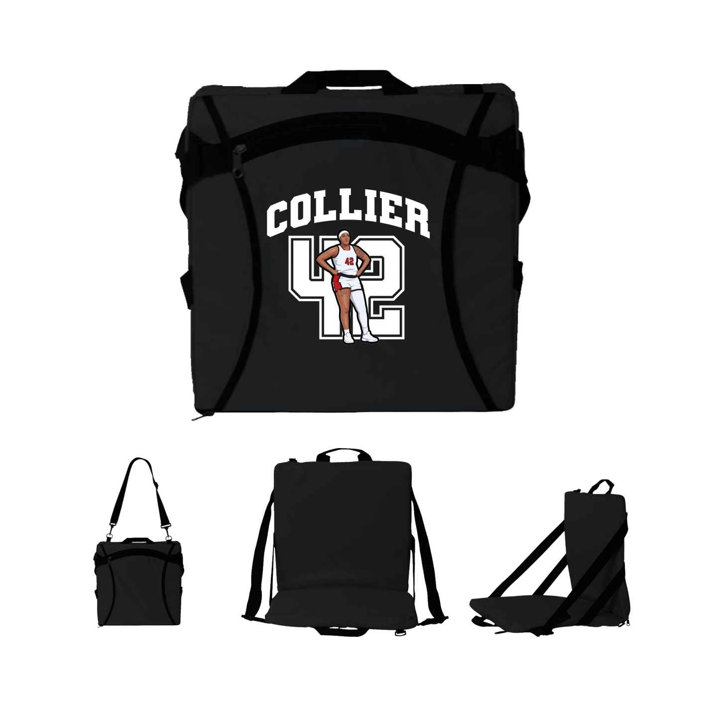Folding Stadium Seat — Number in Black