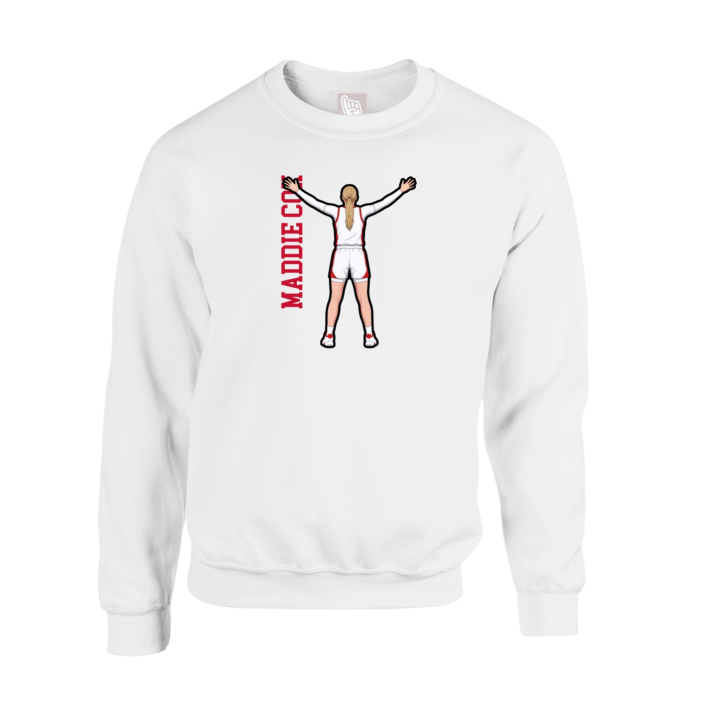 Fleece Crew — Name Vertical in White