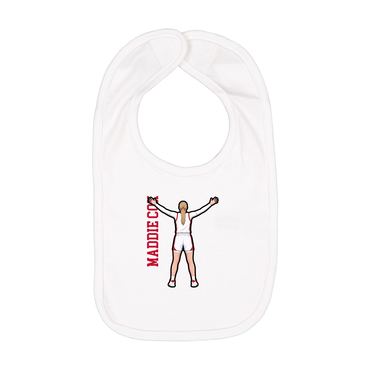 Infant Bib — Name Vertical in White