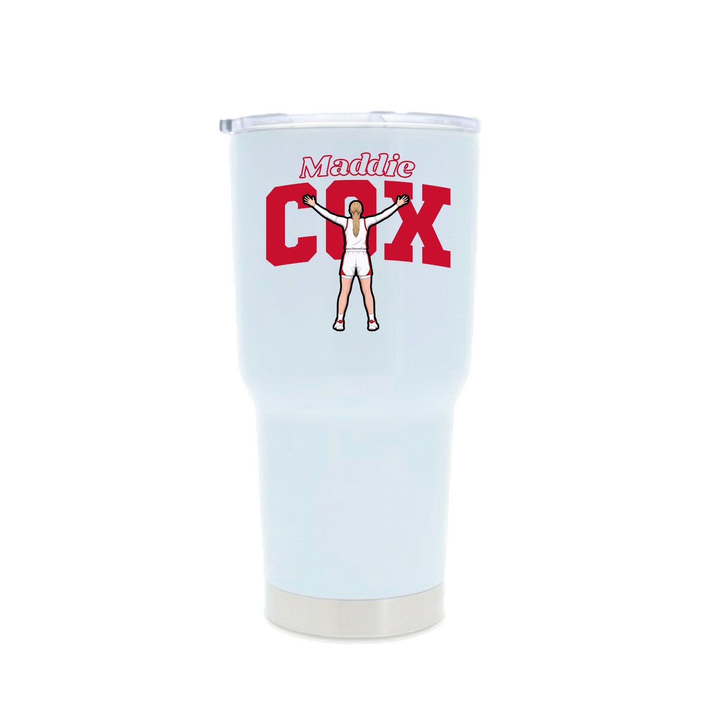 30oz Stainless Steel Tumbler — Name Arch in White