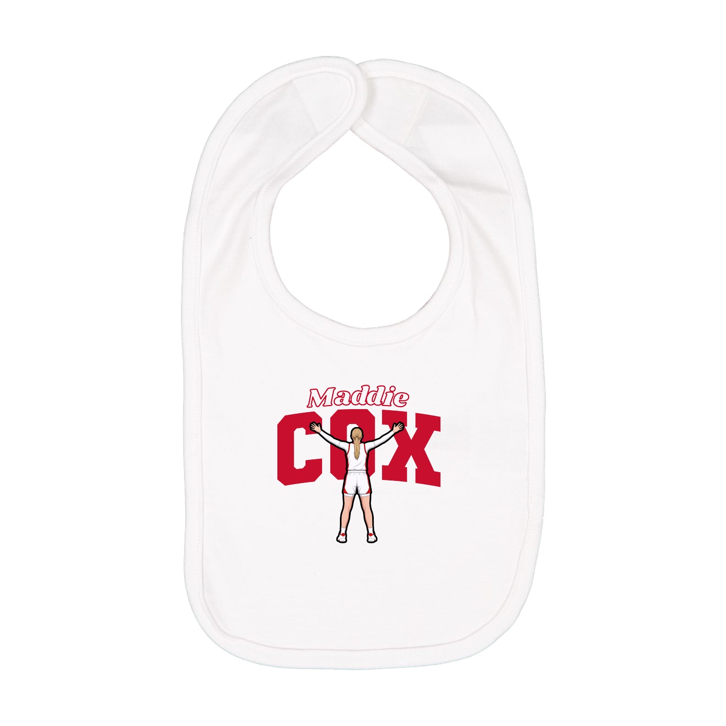 Infant Bib — Name Arch in White