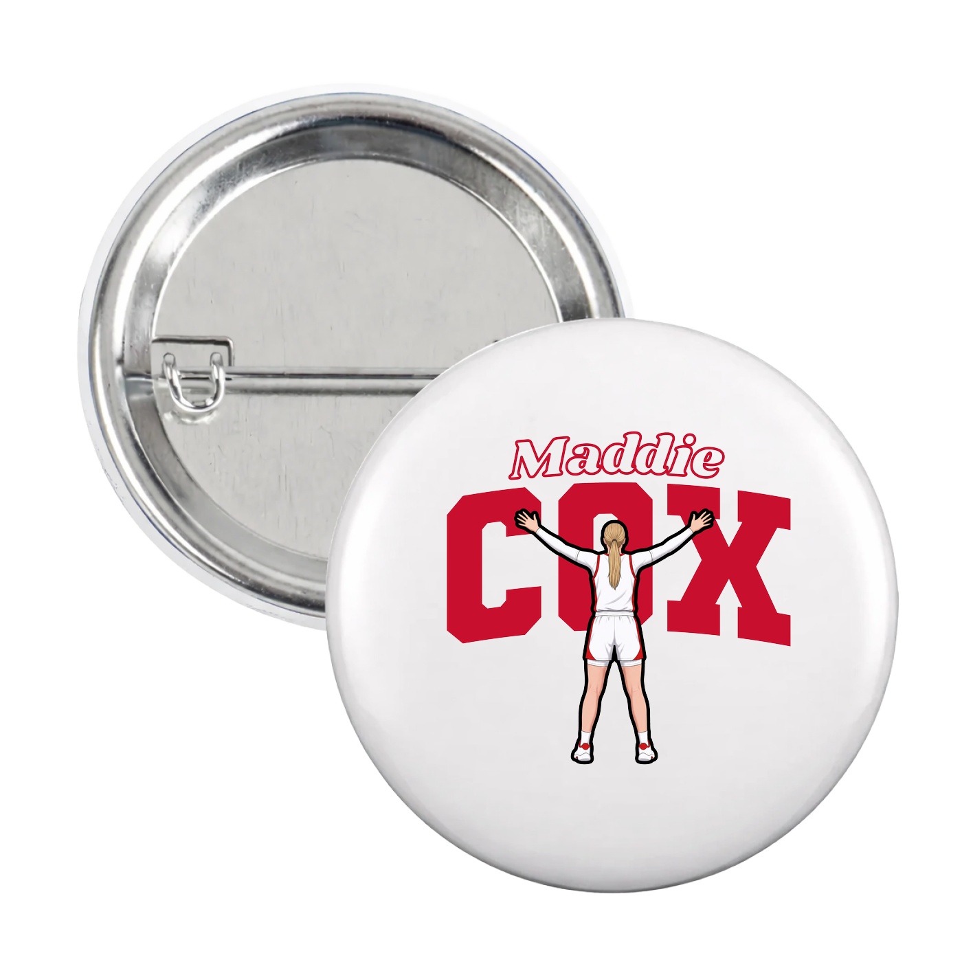 Game Day Button — Name Arch in White