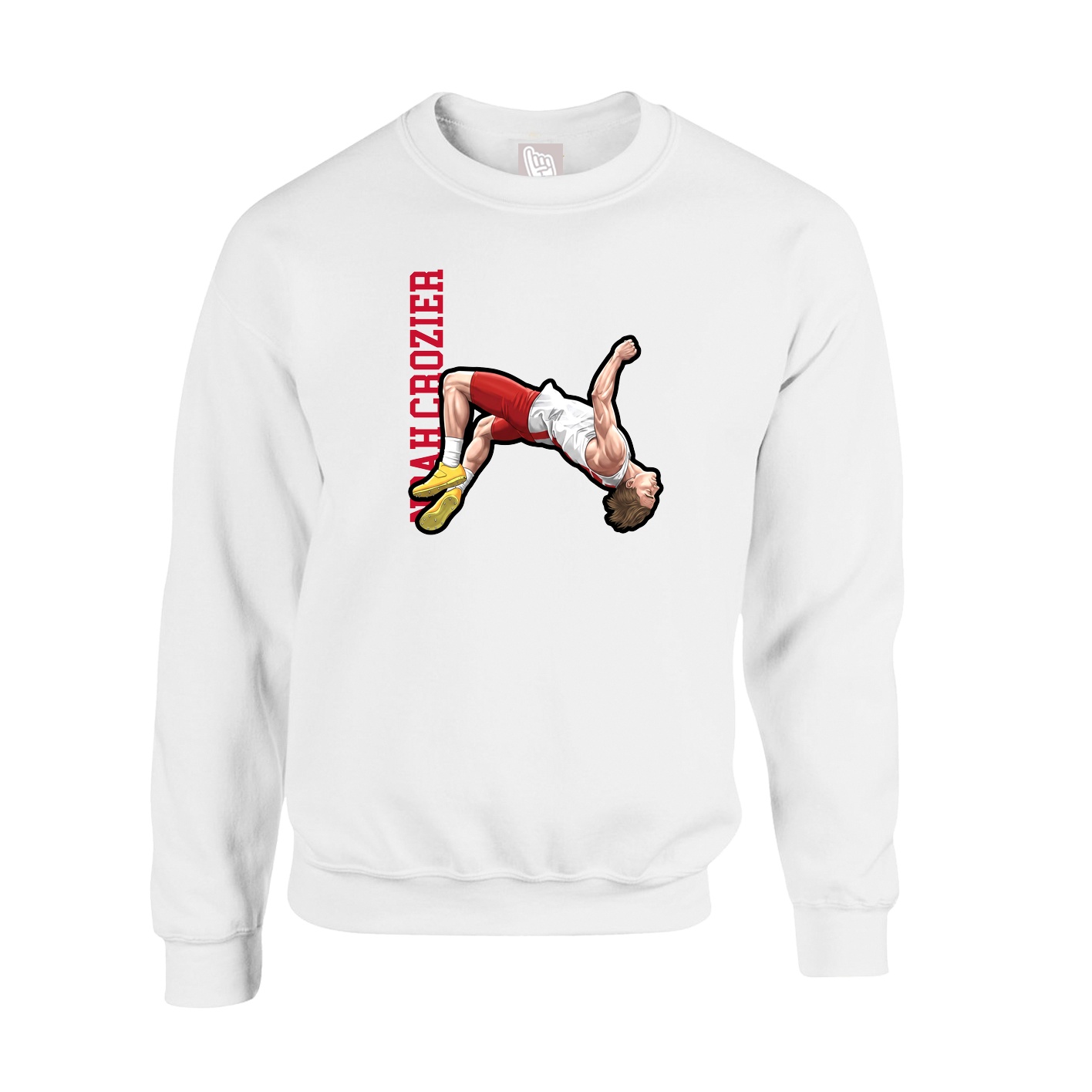 Fleece Crew — Name Vertical in White