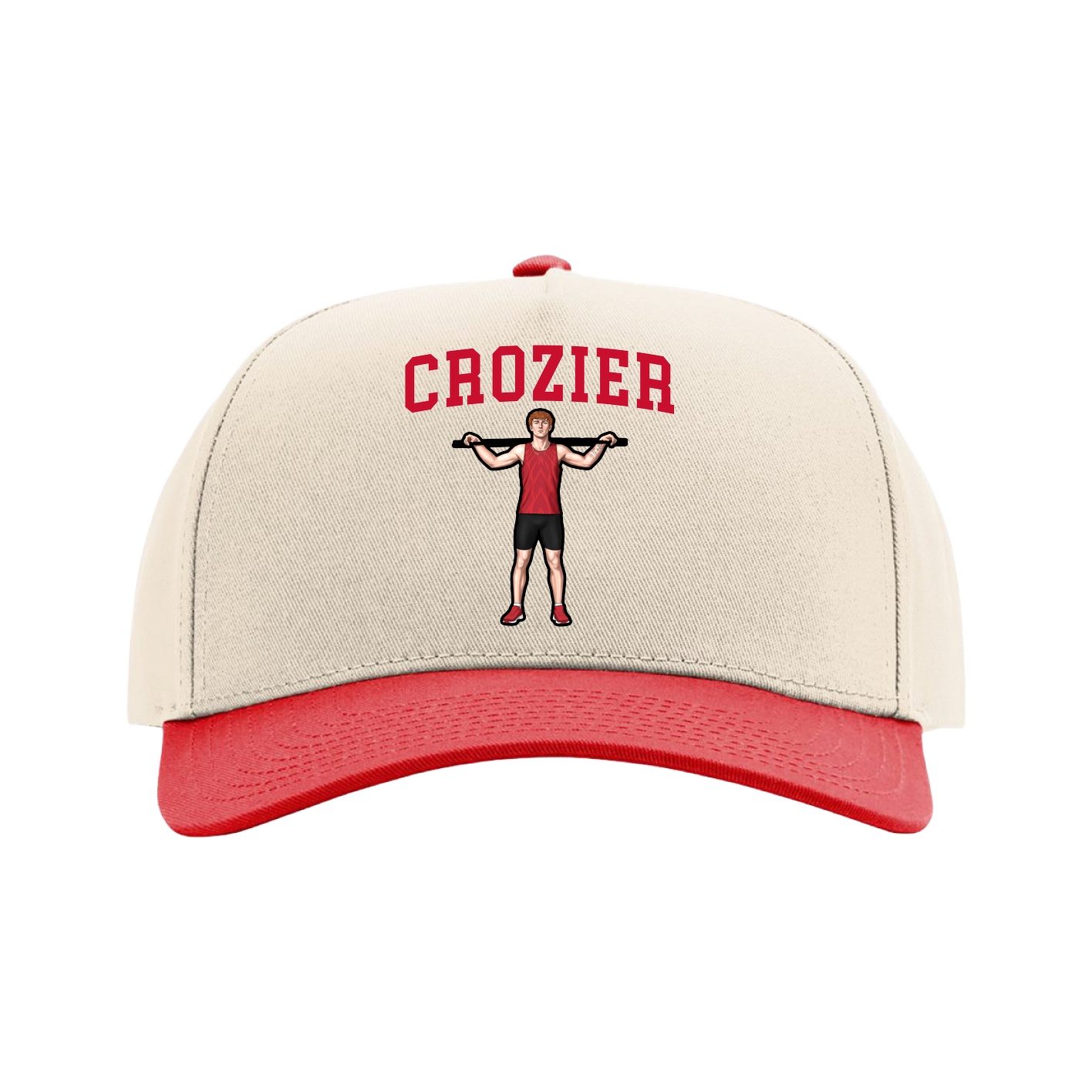 Full Fabric Five-Panel Champ Cap — Shirsey in Cream/Red
