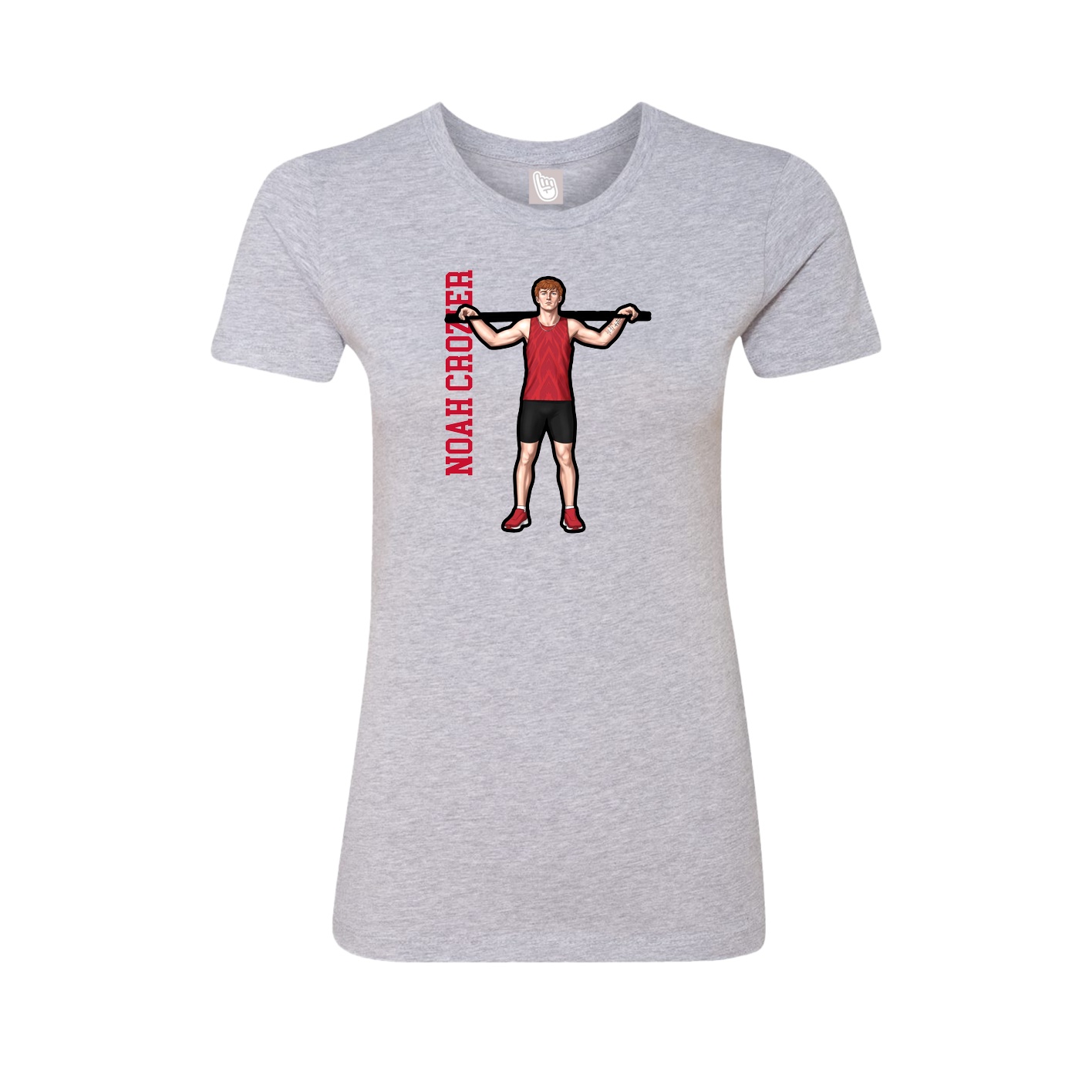 Womens Tee — Name Vertical in Grey