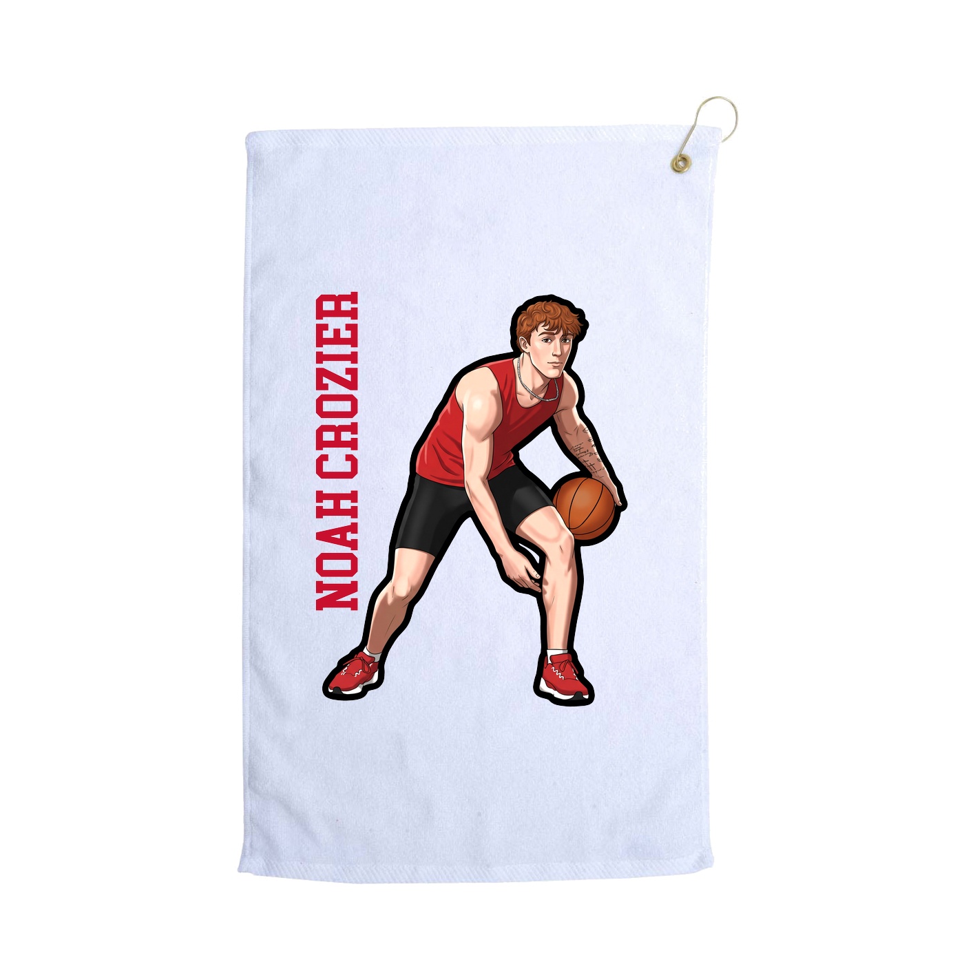Golf Towel — Name Vertical in White