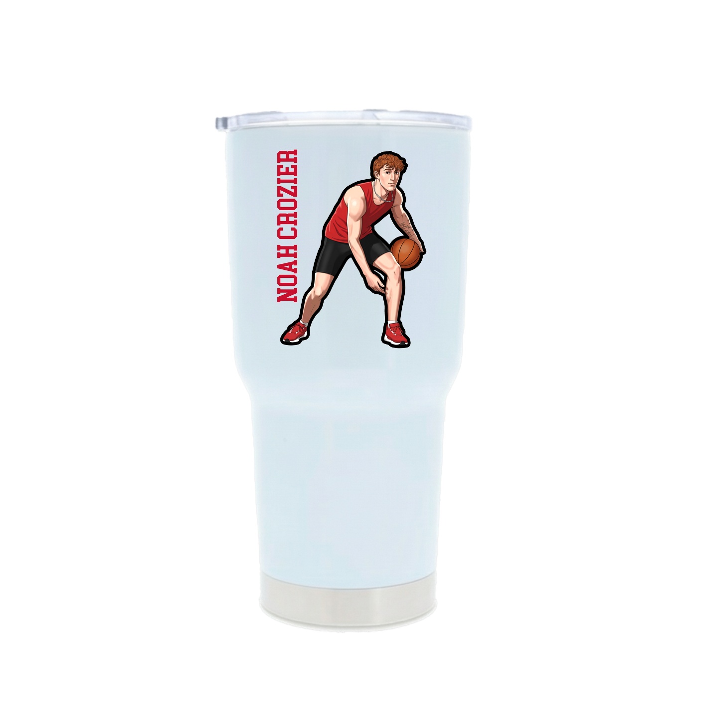 30oz Stainless Steel Tumbler — Name Vertical in White