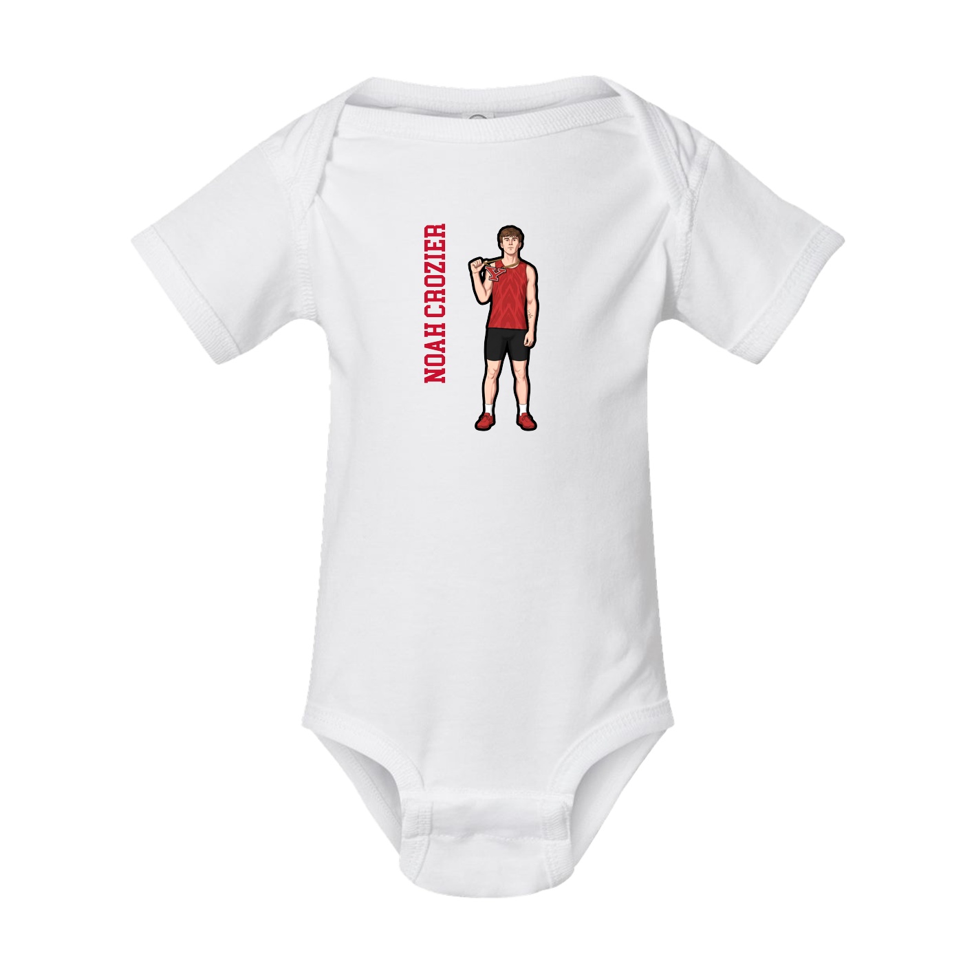 Baby Onesie — Name Vertical in White