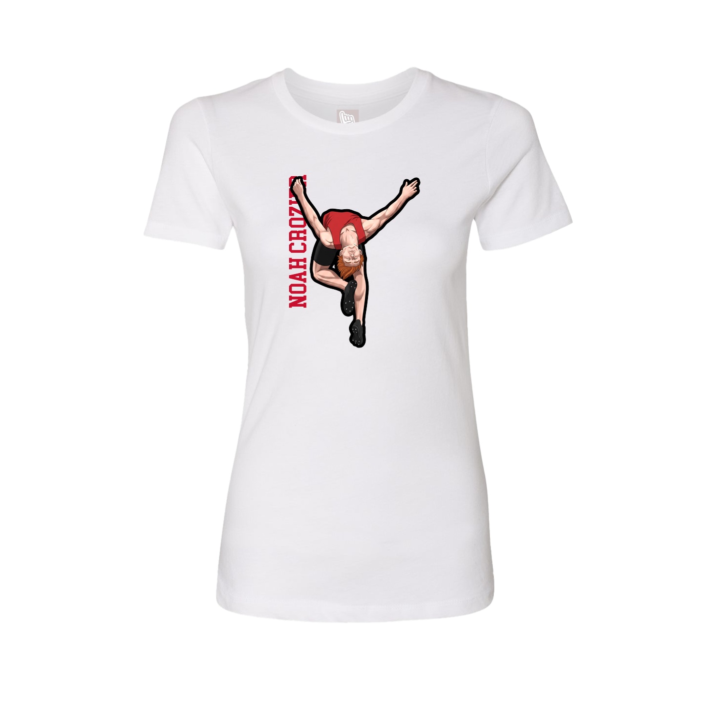 Womens Tee — Name Vertical in White