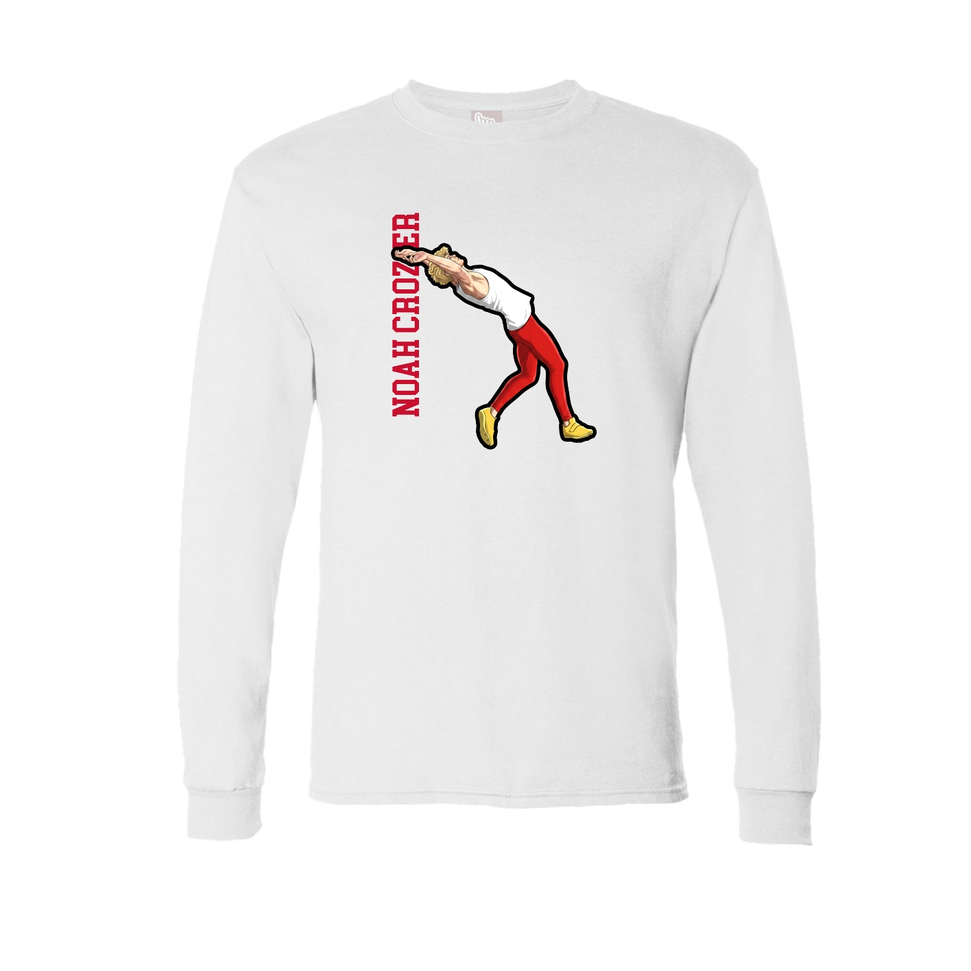 Long Sleeve Tee — Name Vertical in White