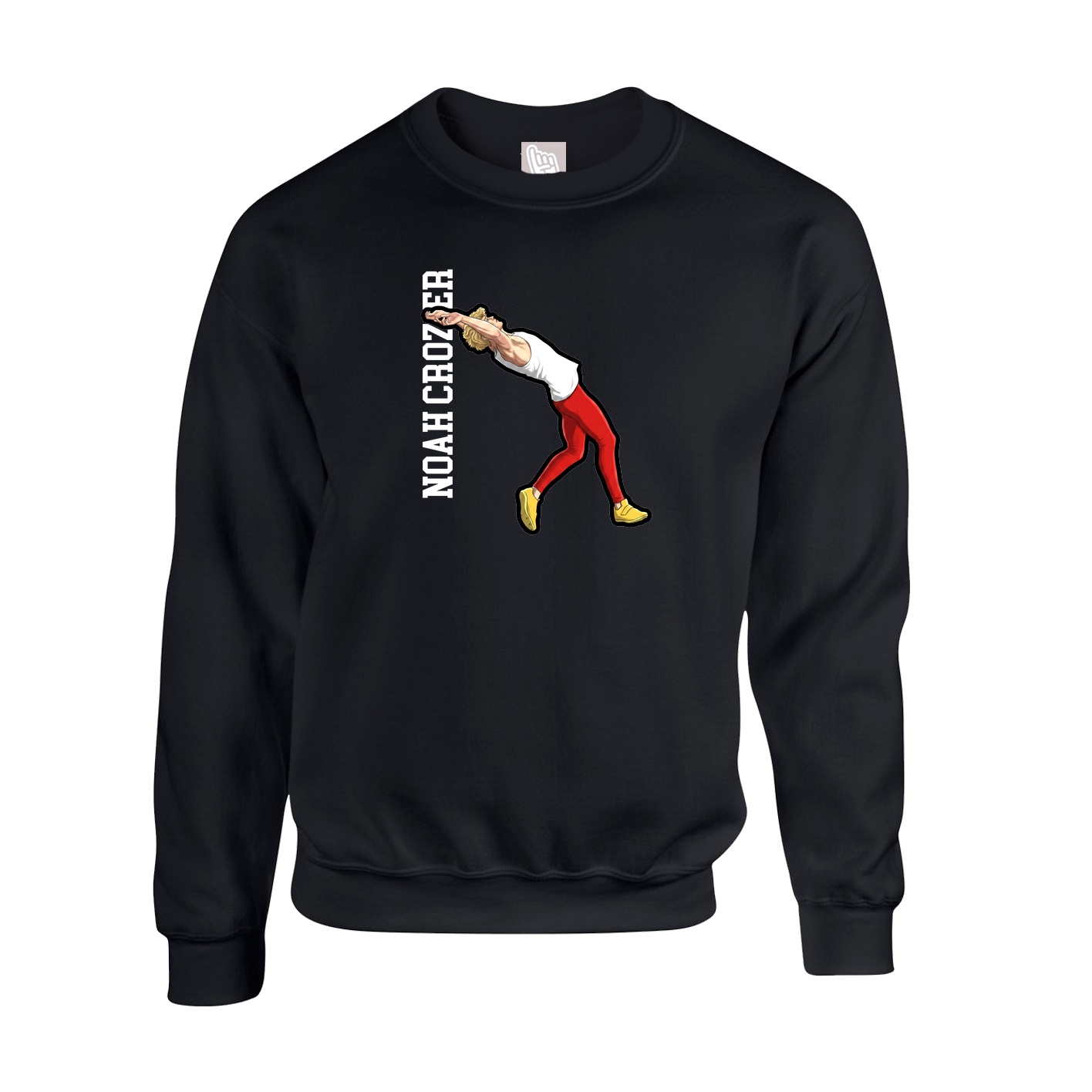 Fleece Crew — Name Vertical in Black