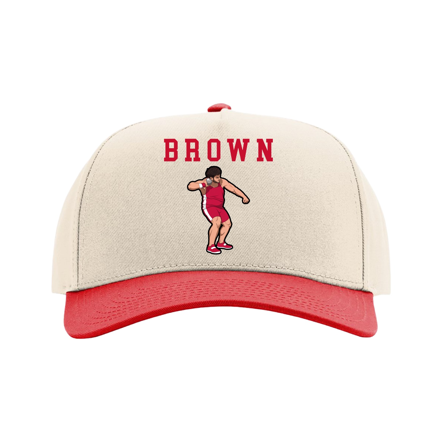 Full Fabric Five-Panel Champ Cap — Shirsey in Cream/Red